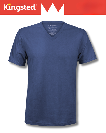 Short Sleeve V-Neck T-Shirts (Navy Blue)