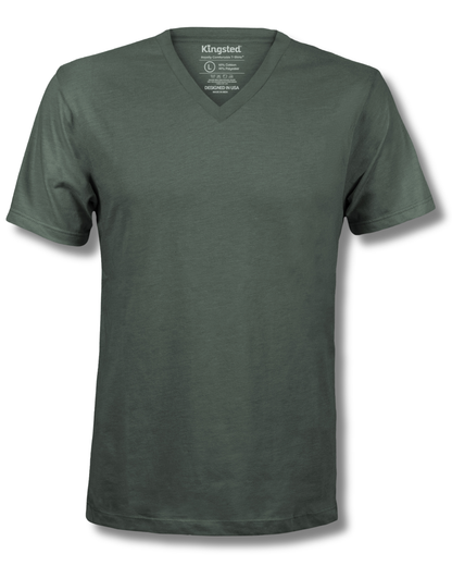 Short Sleeve V-Neck T-Shirts (Olive Green)