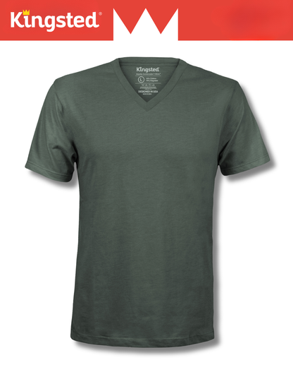 Short Sleeve V-Neck T-Shirts (Olive Green)