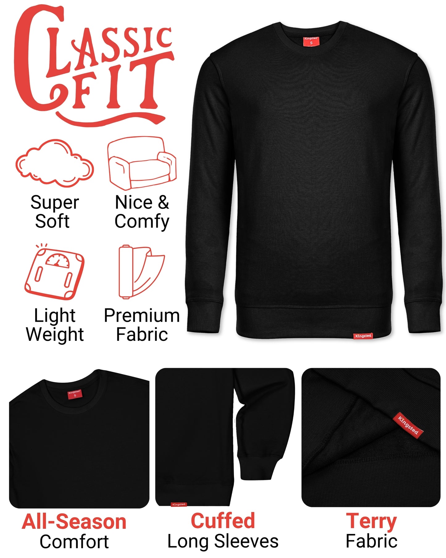 Lightweight Terry Sweatshirt (Black)