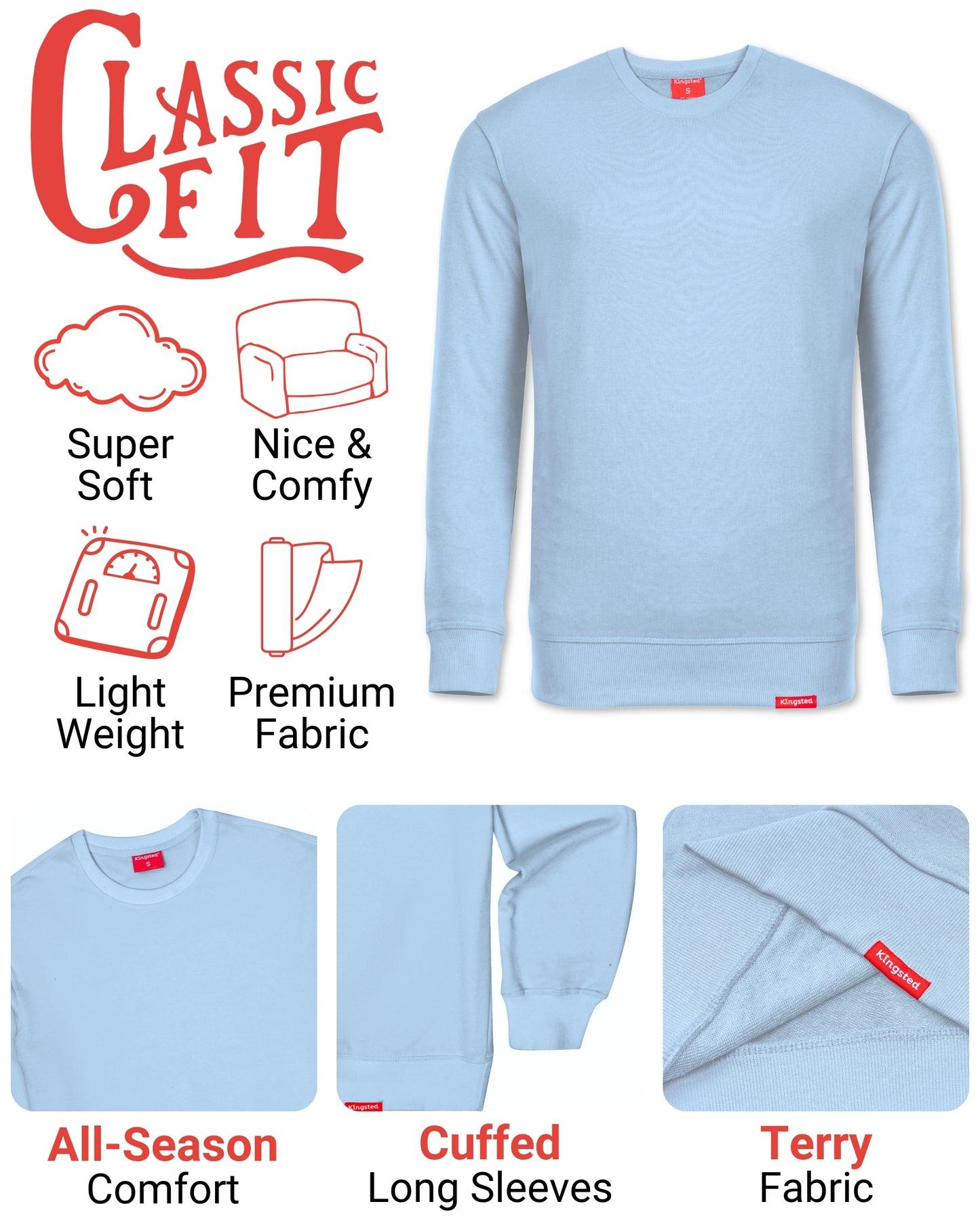 Lightweight Terry Sweatshirt (Carolina Blue)