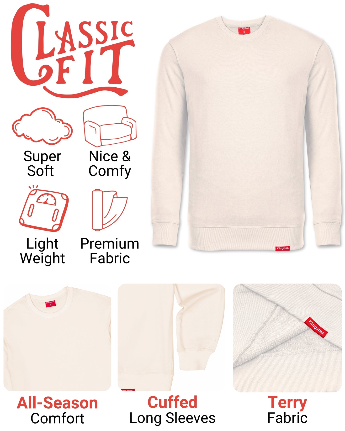 Lightweight Terry Sweatshirt (Cream)