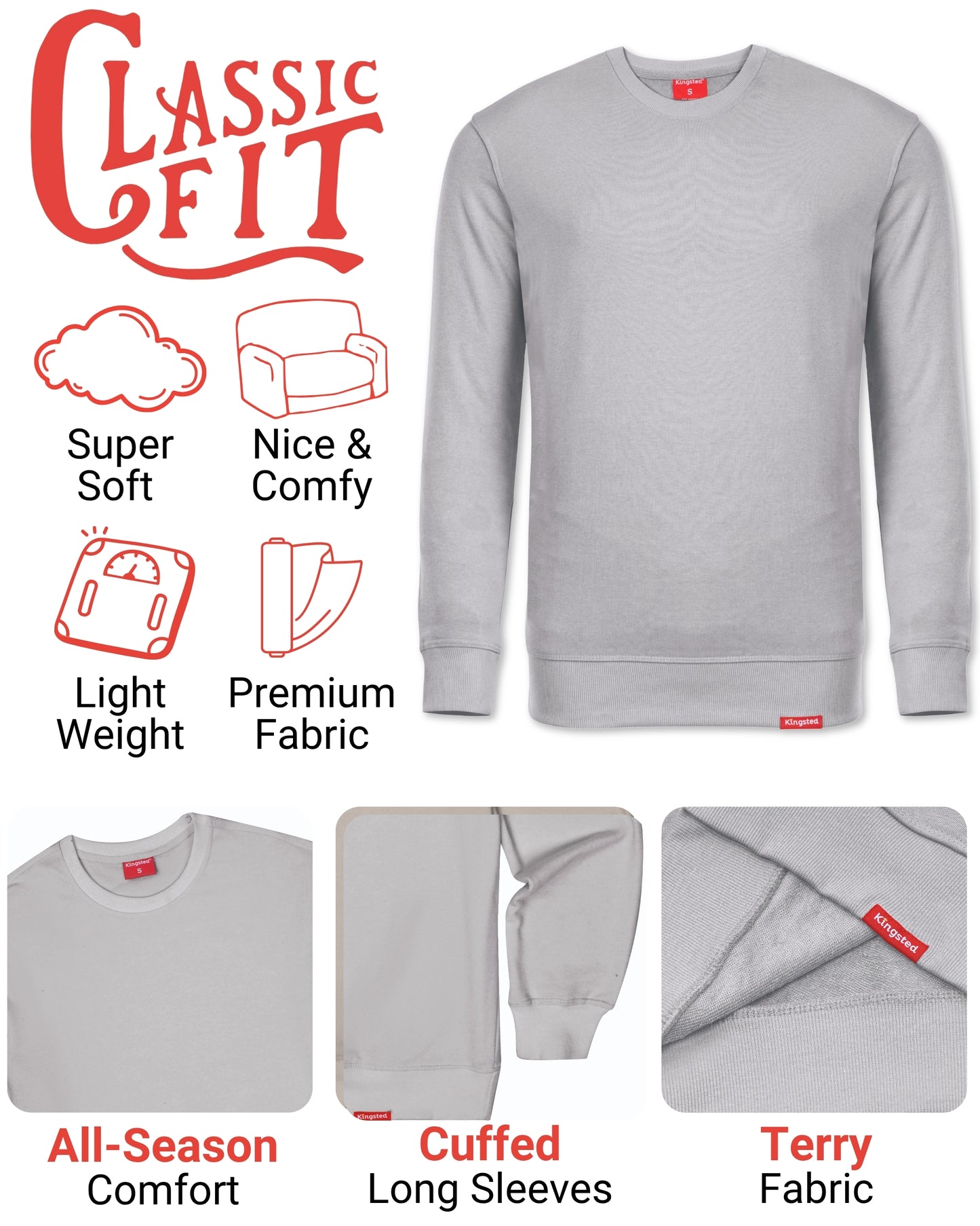 Lightweight Terry Sweatshirt (Grey)