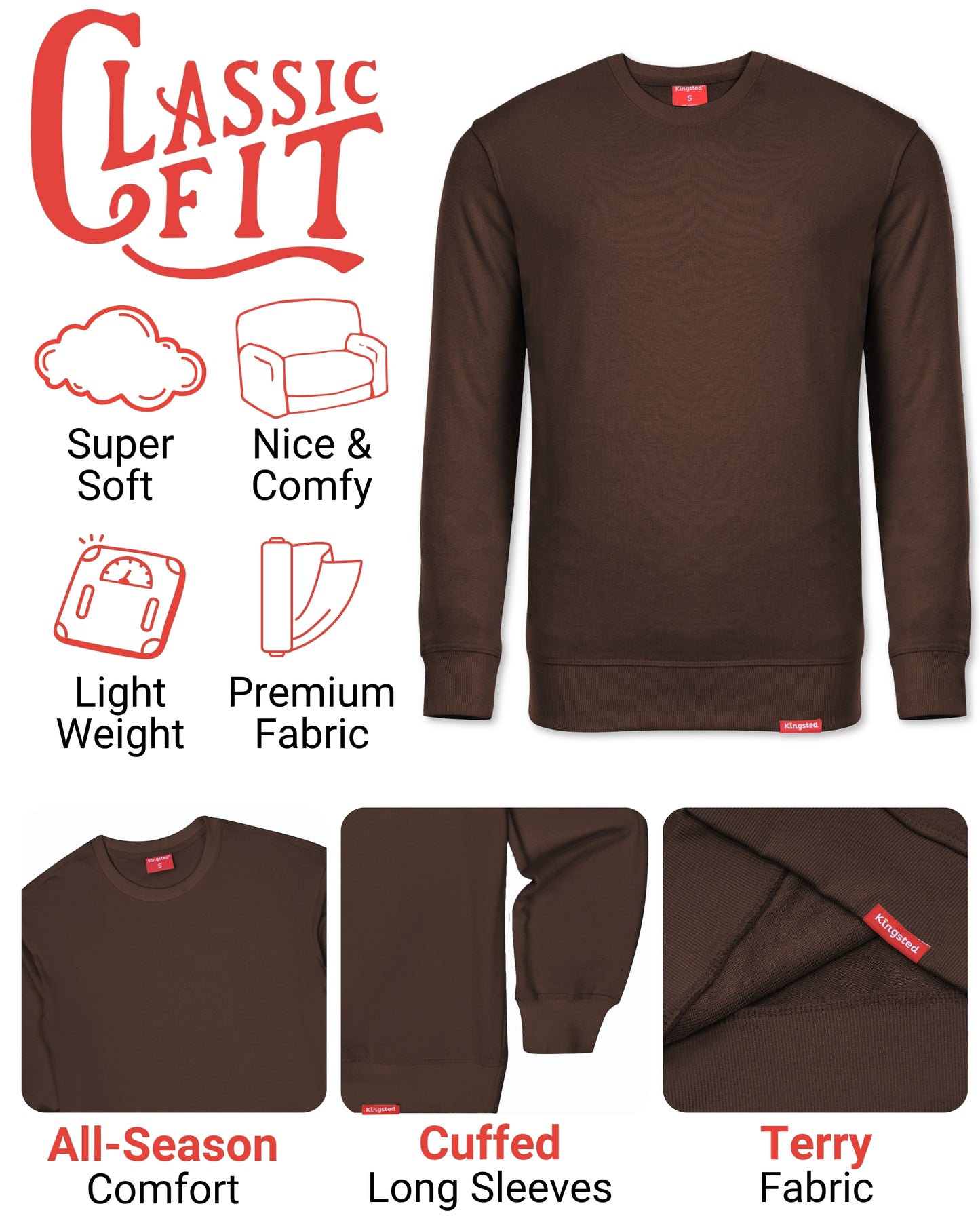 Lightweight Terry Sweatshirt (Brown)