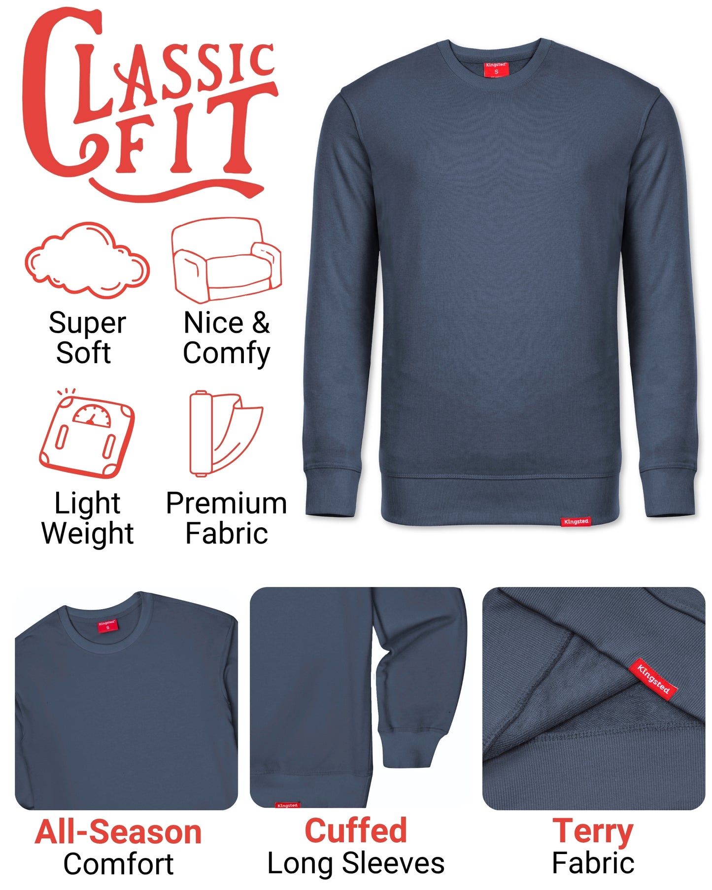 Lightweight Terry Sweatshirt (Navy Blue)