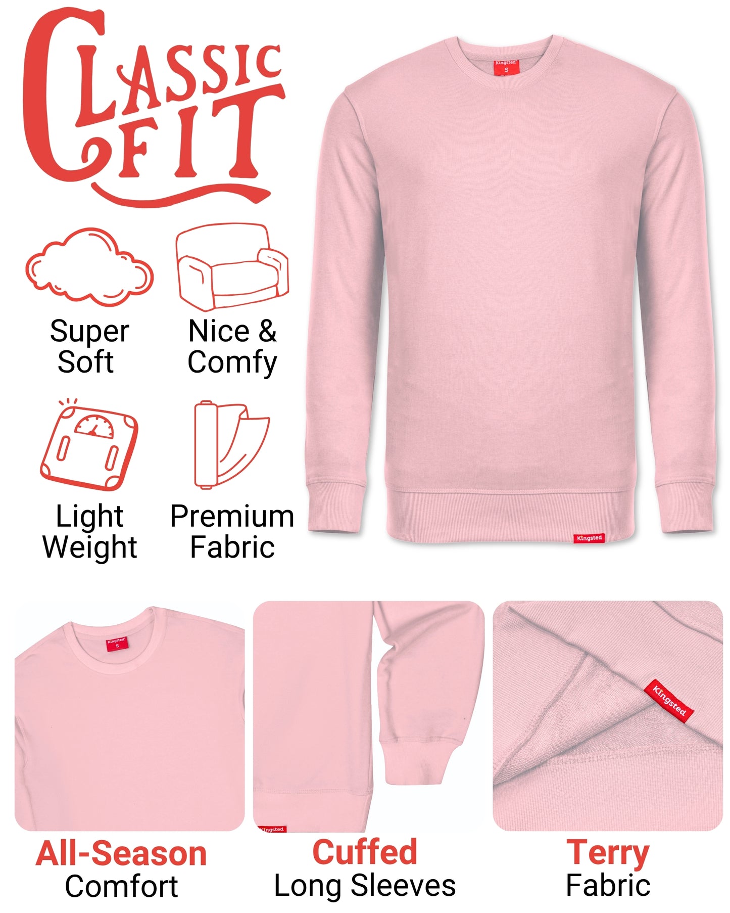 Lightweight Terry Sweatshirt (Pink)