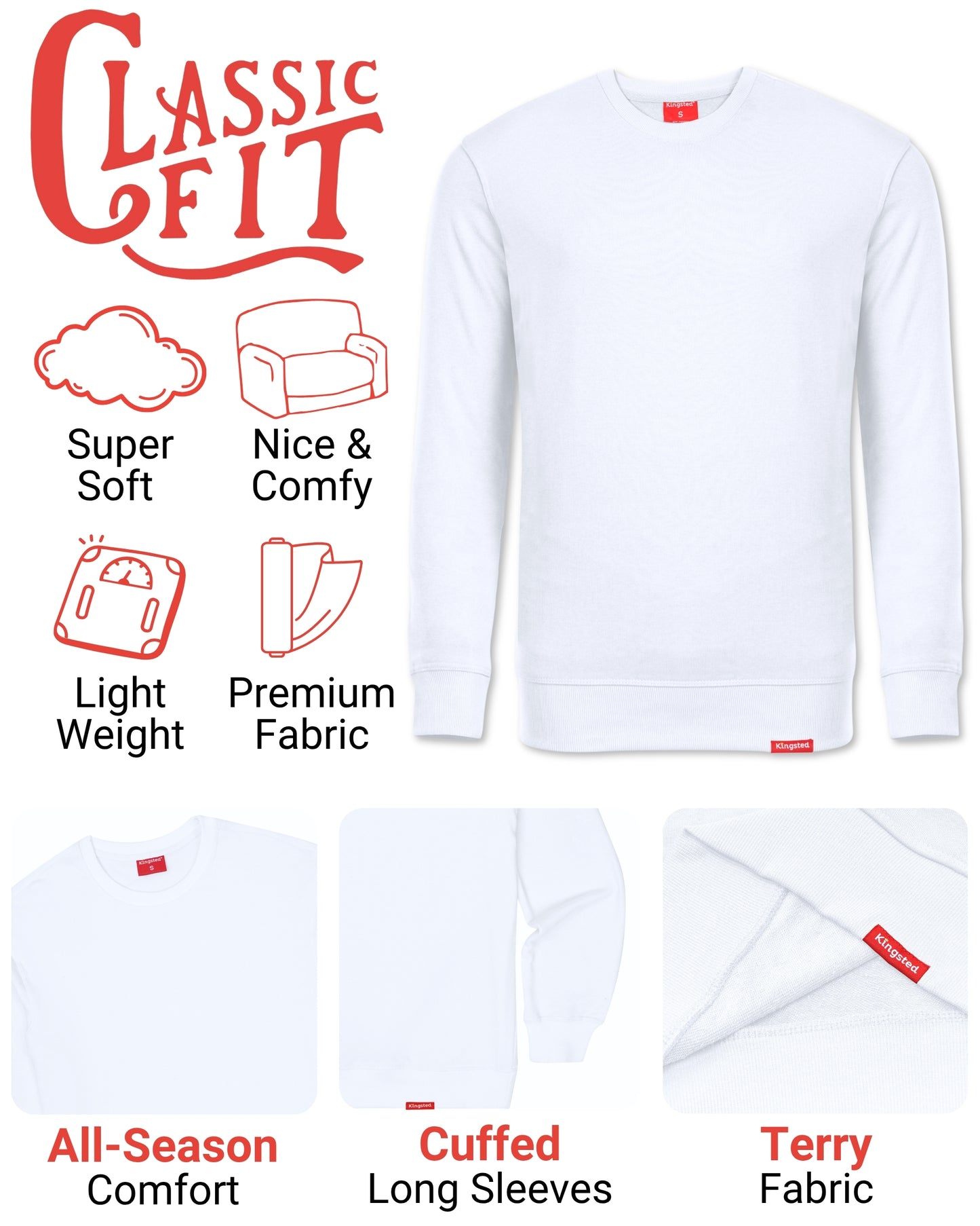 Lightweight Terry Sweatshirt (White)