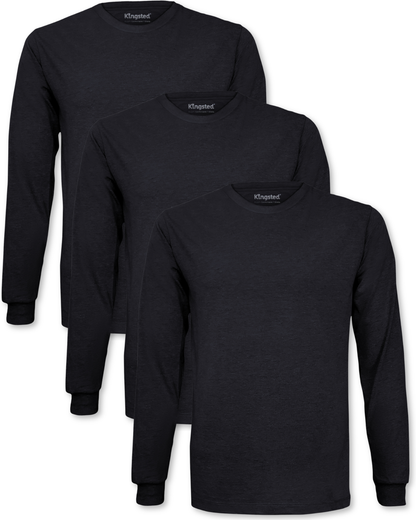 Long Sleeve Crewneck T-Shirts Multipack (Black 3 Pack)