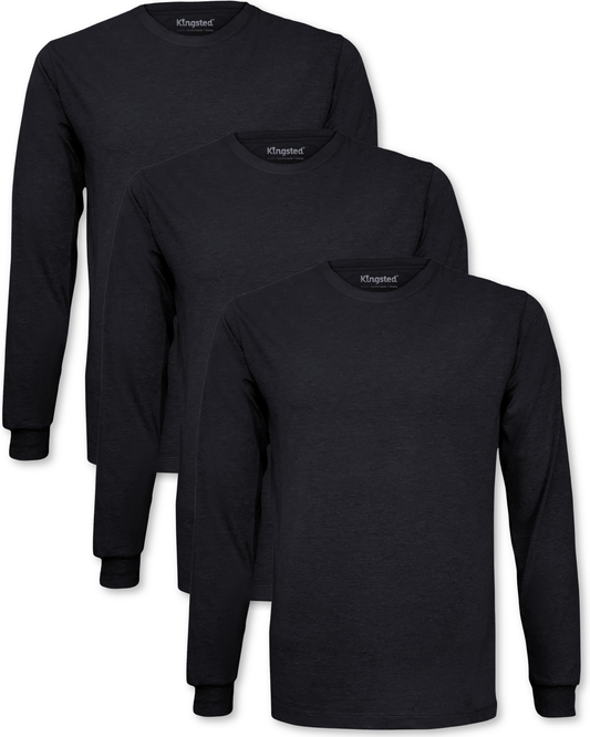 Long Sleeve Crewneck T-Shirts Multipack (Black 3 Pack)
