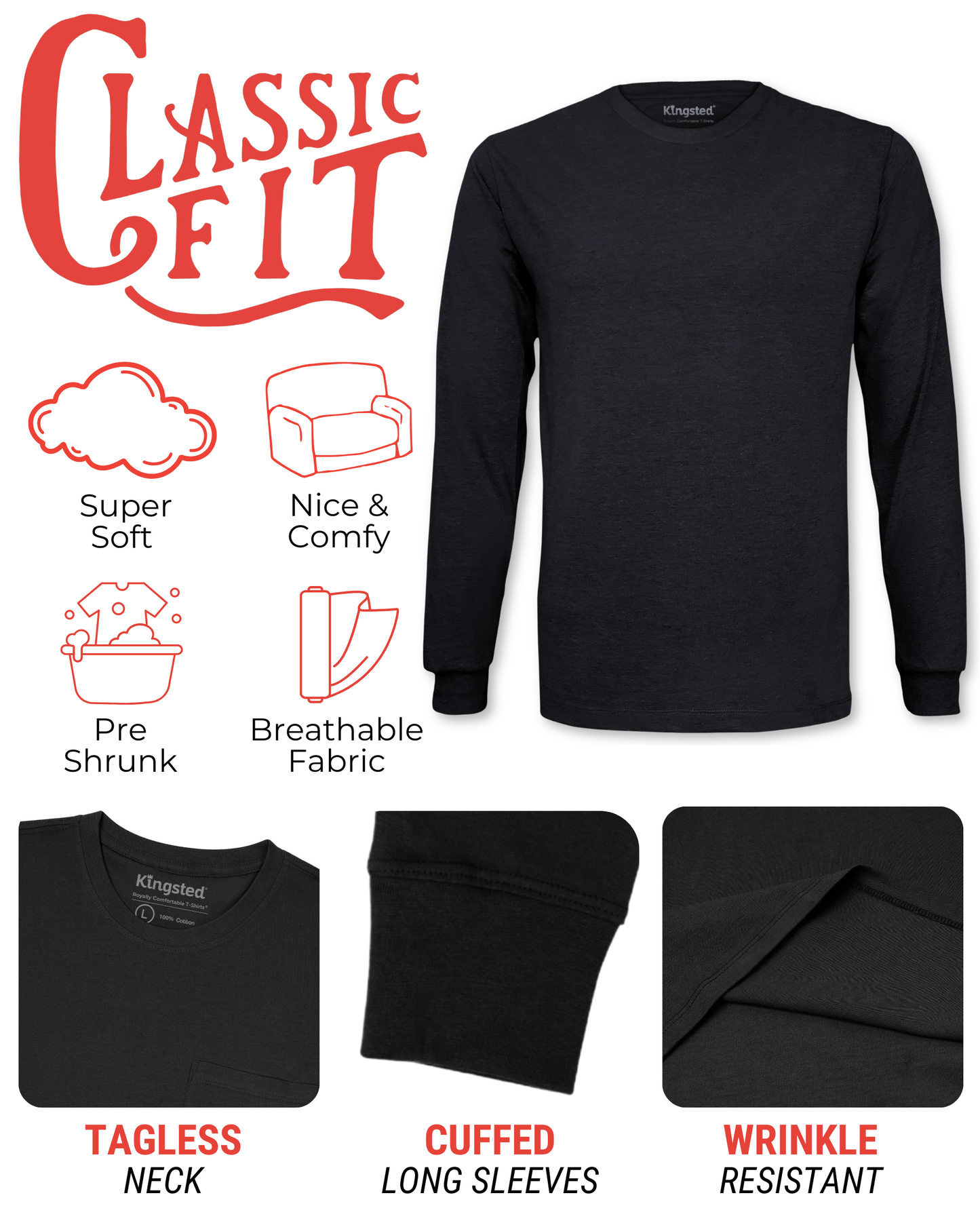 Long Sleeve Crewneck T-Shirt (Black)