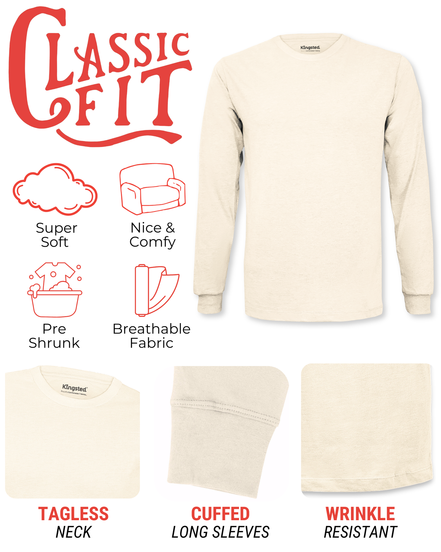 Long Sleeve Crewneck T-Shirt (Cream)