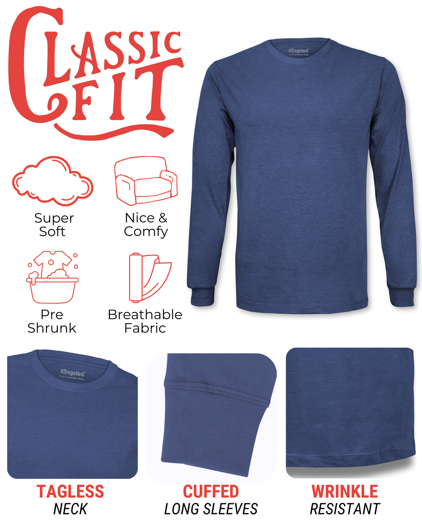 Long Sleeve Crewneck T-Shirt (Navy Blue)