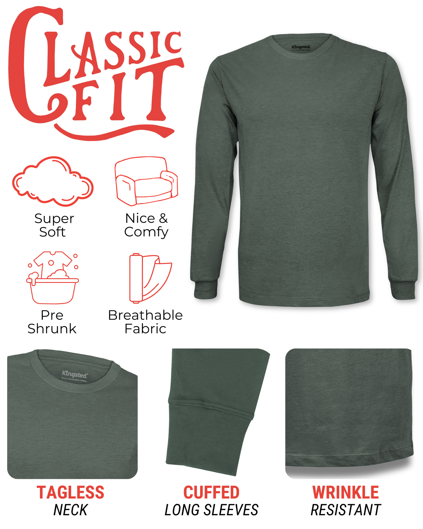 Long Sleeve Crewneck T-Shirt (Olive Green)
