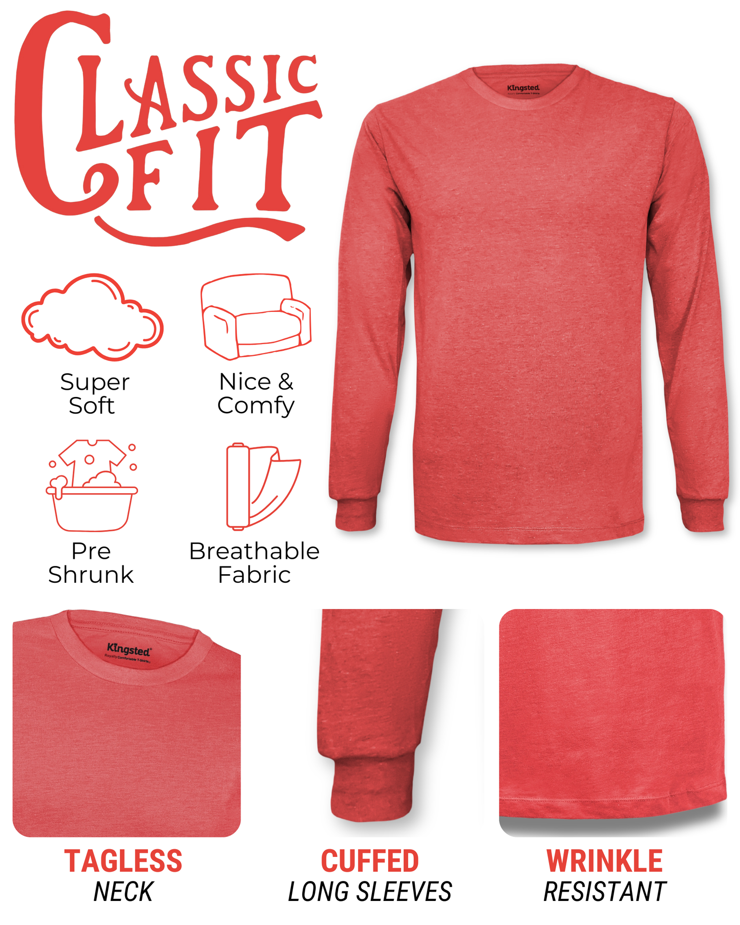 Long Sleeve Crewneck T-Shirt (Red)