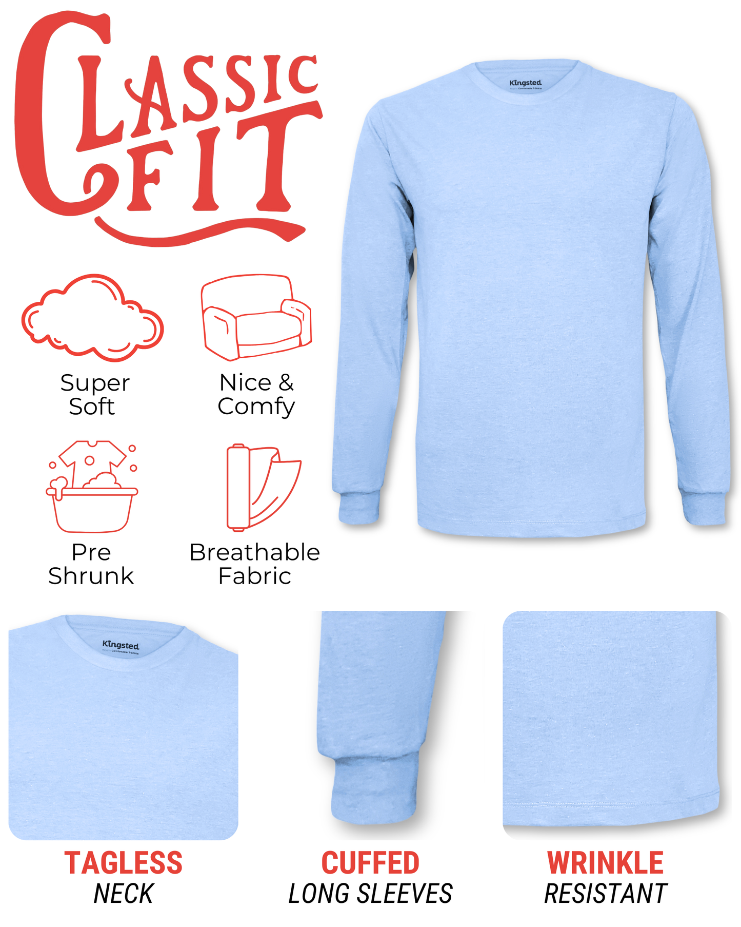 Long Sleeve Crewneck T-Shirt (Sky Blue)