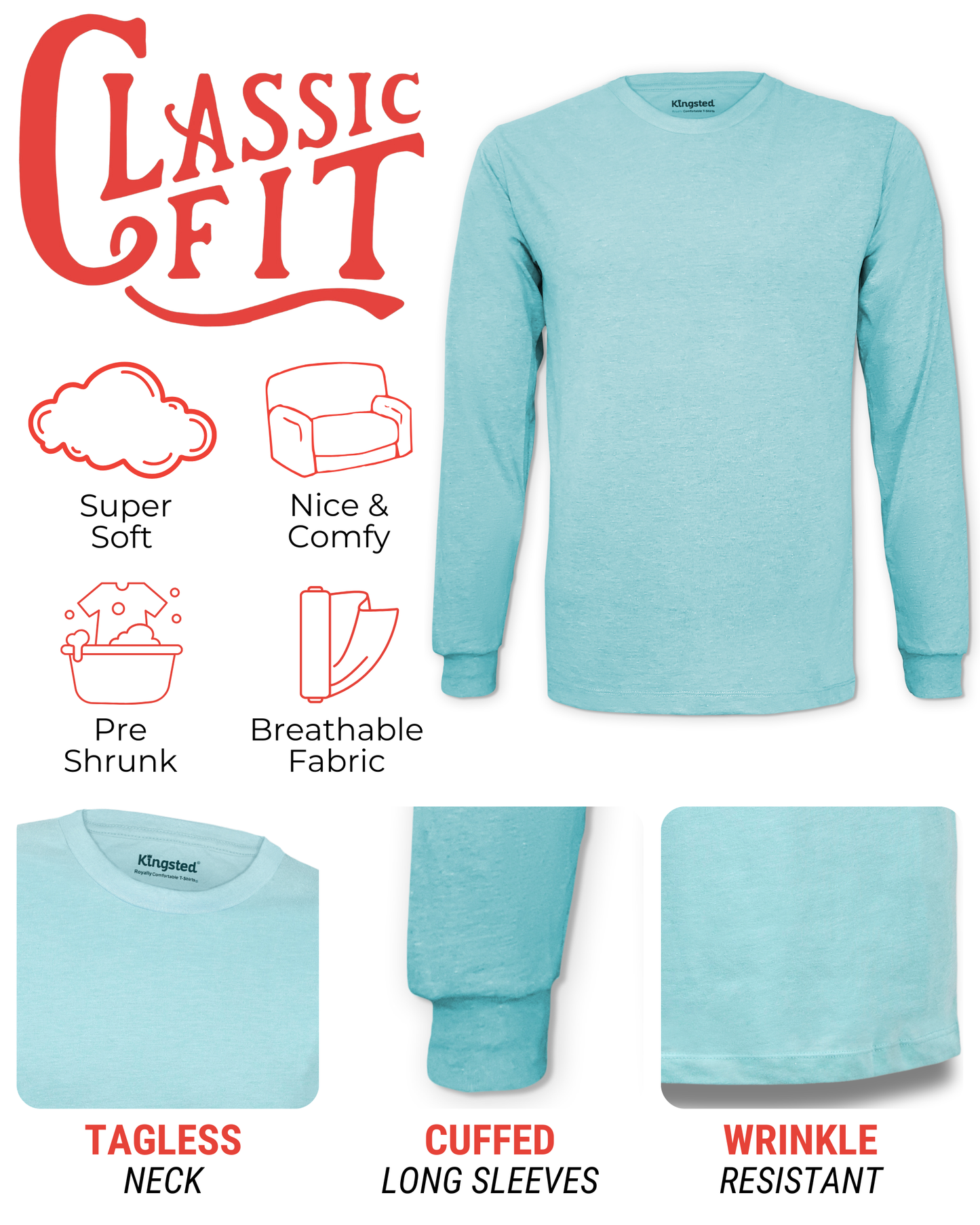 Long Sleeve Crewneck T-Shirt (Turquoise)