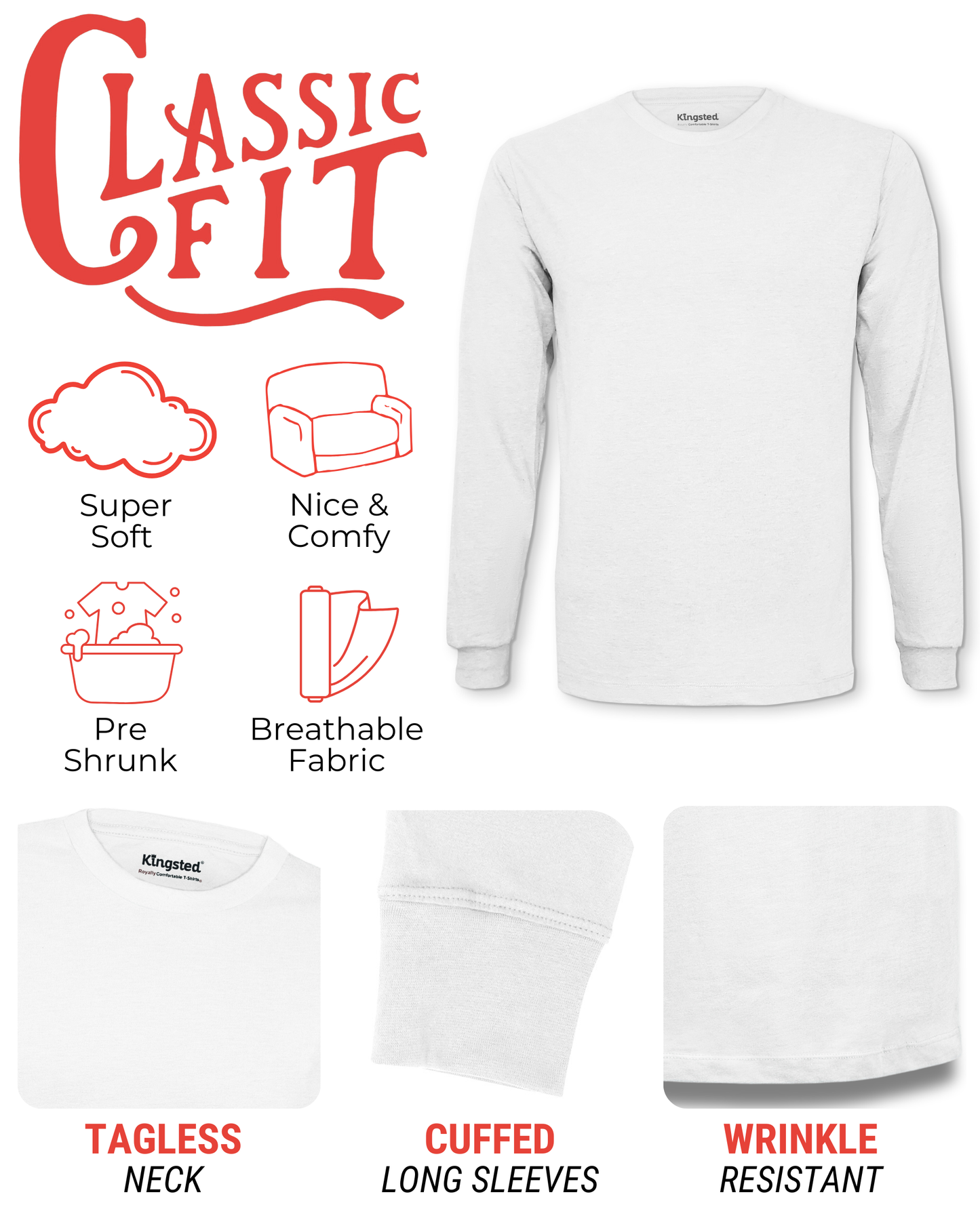 Long Sleeve Crewneck T-Shirt (White)