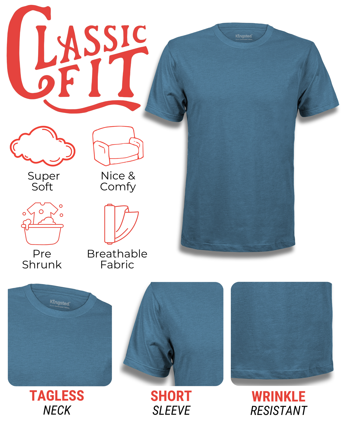 Short Sleeve Crewneck T-Shirts (Azure)