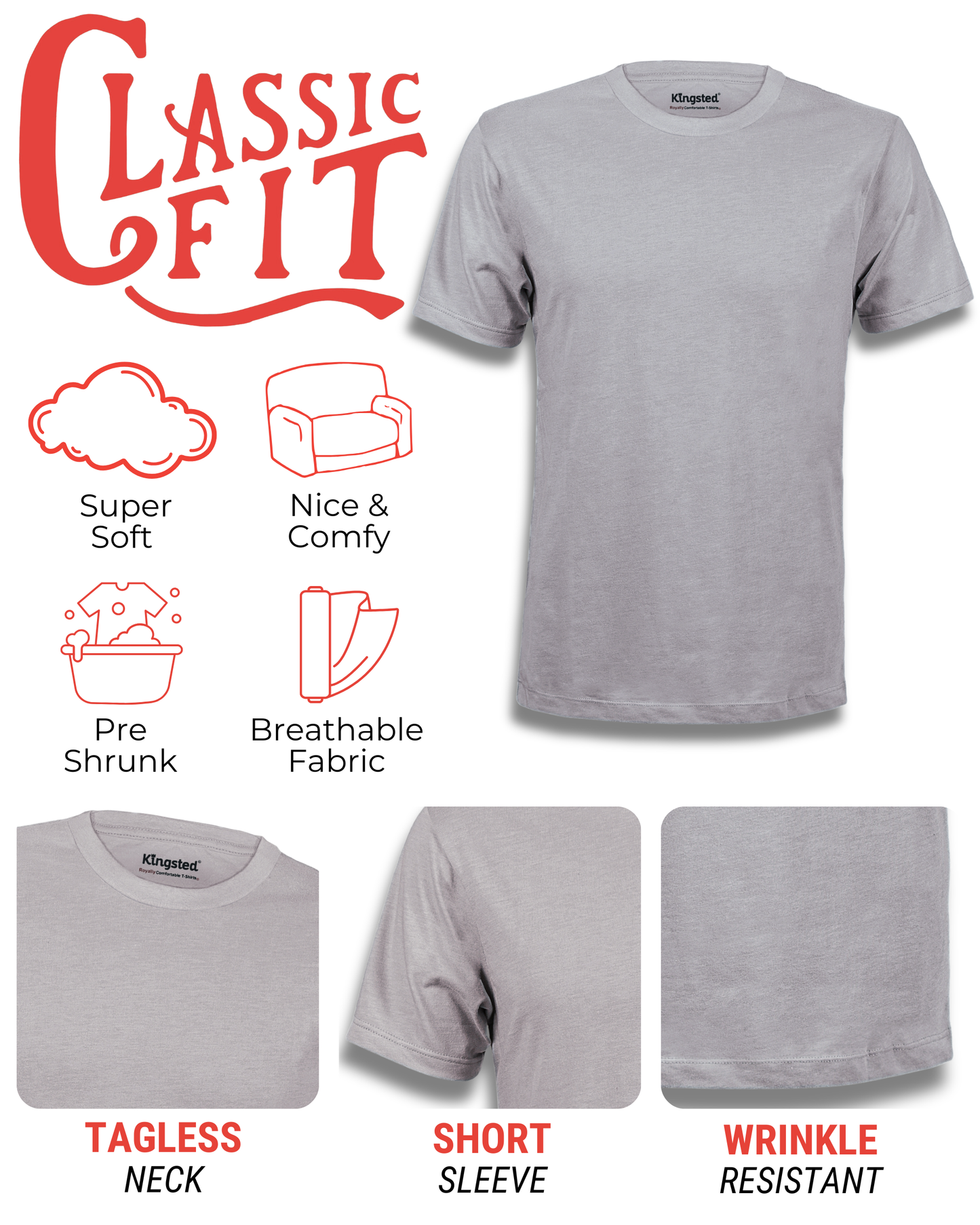 Short Sleeve Crewneck T-Shirts (Grey)