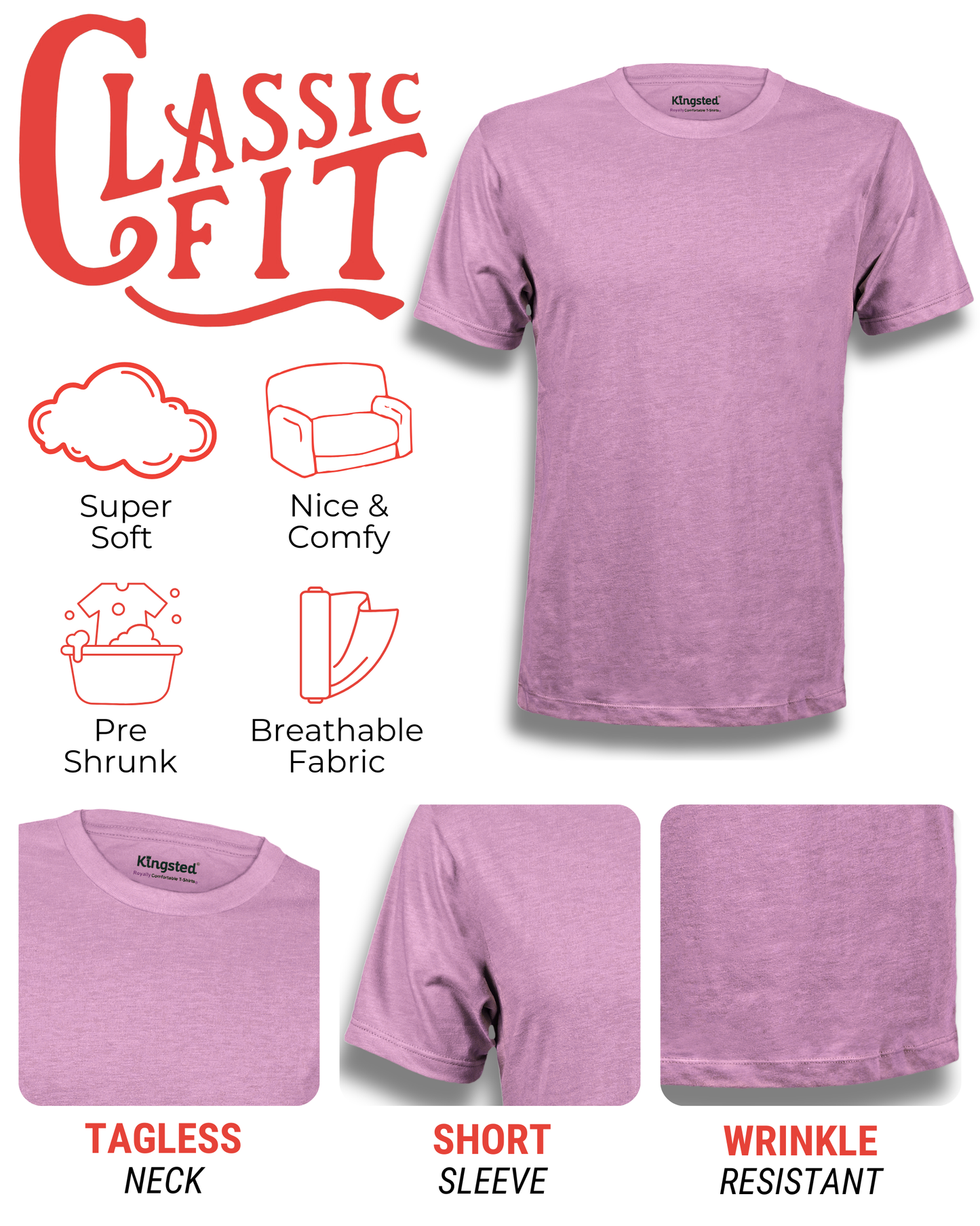 Short Sleeve Crewneck T-Shirts (Purple)