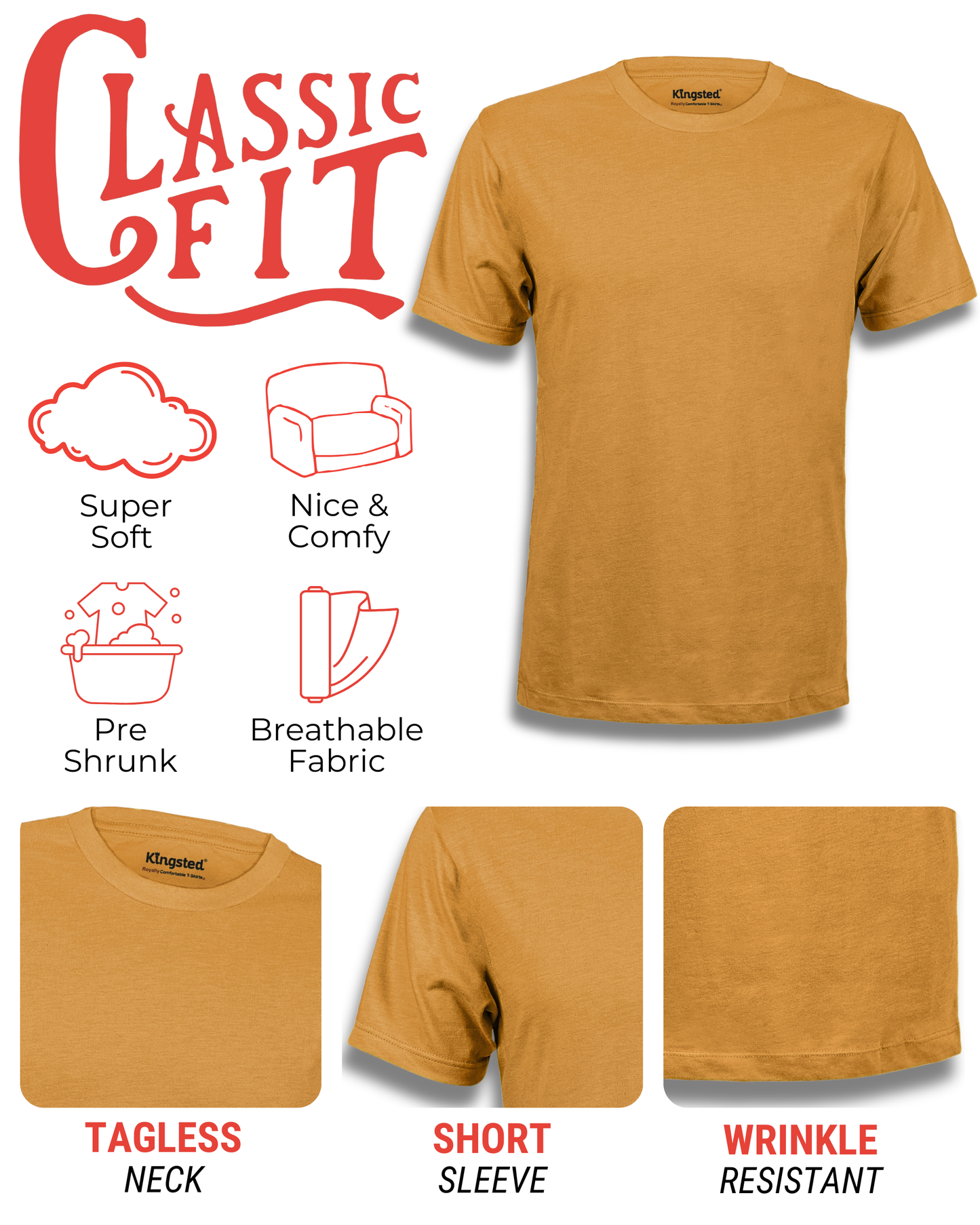 Short Sleeve Crewneck T-Shirts (Mustard)