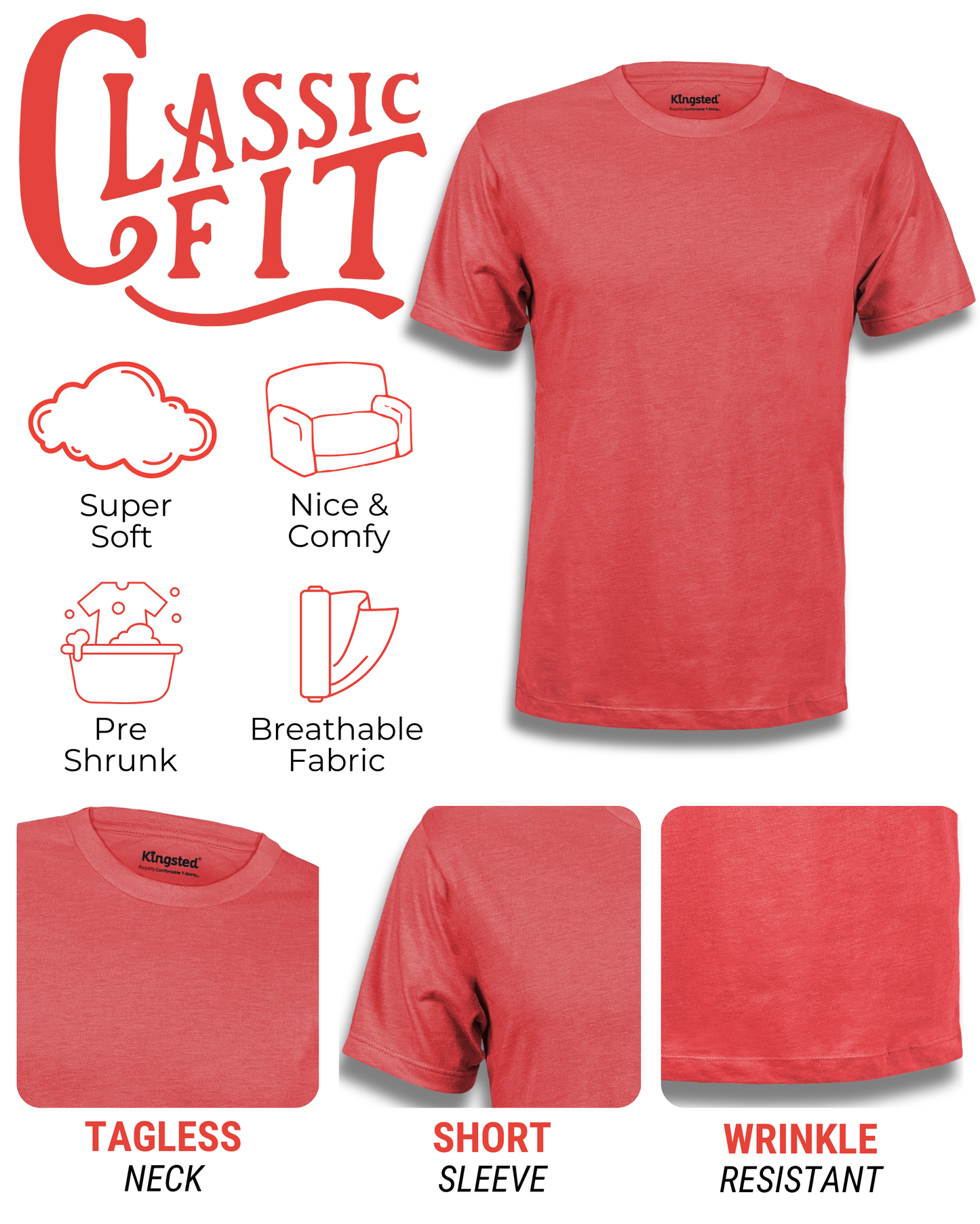 Short Sleeve Crewneck T-Shirts (Red)