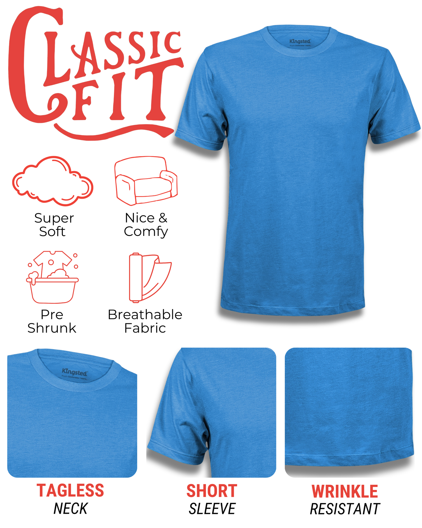 Short Sleeve Crewneck T-Shirts (Royal Blue)