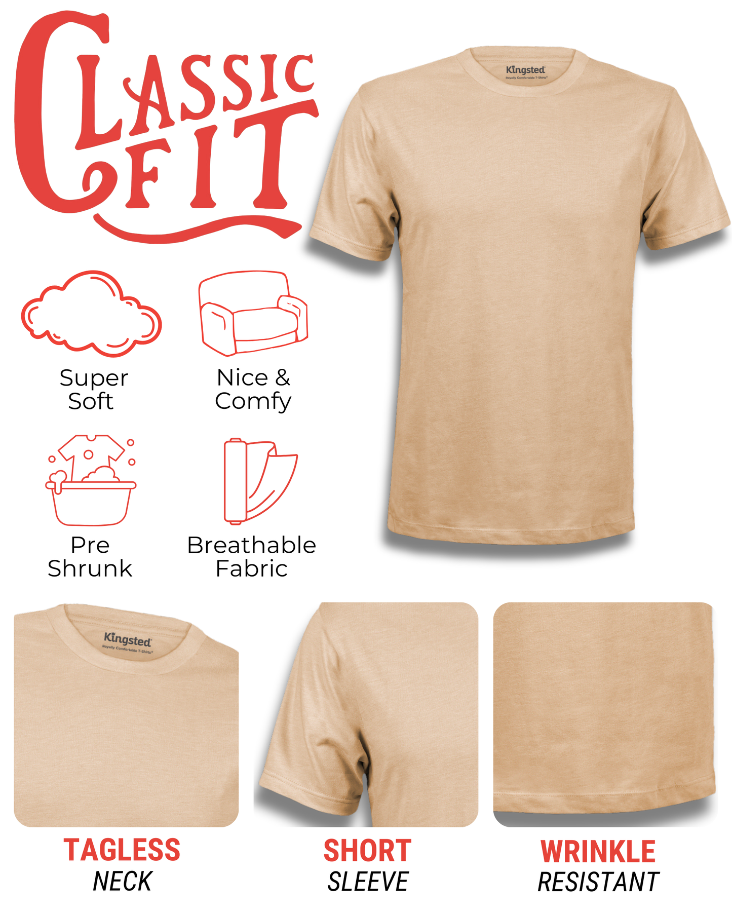 Short Sleeve Crewneck T-Shirts (Sand)