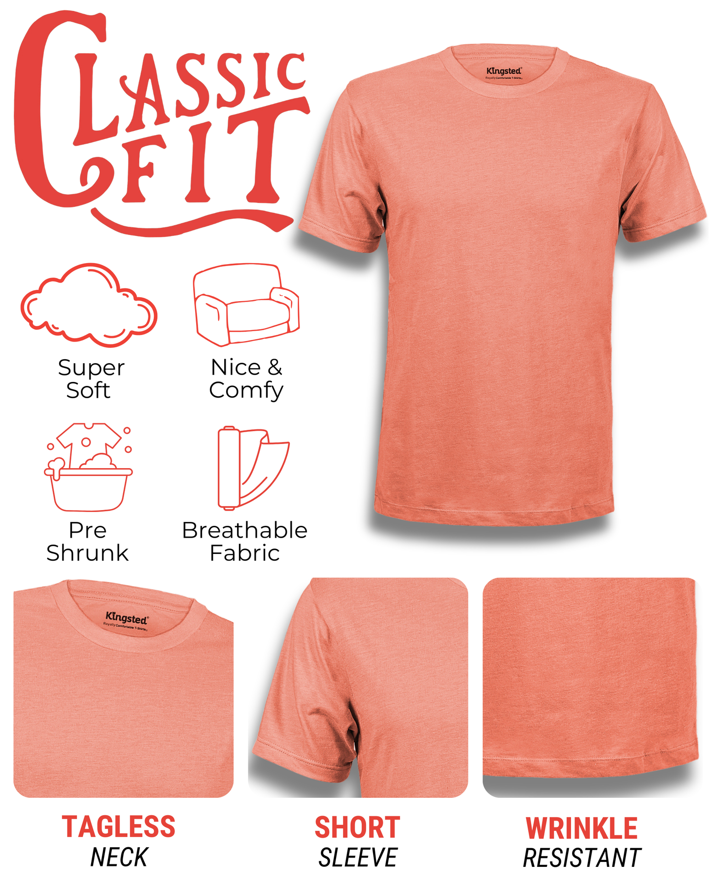 Short Sleeve Crewneck T-Shirts (Terracotta)