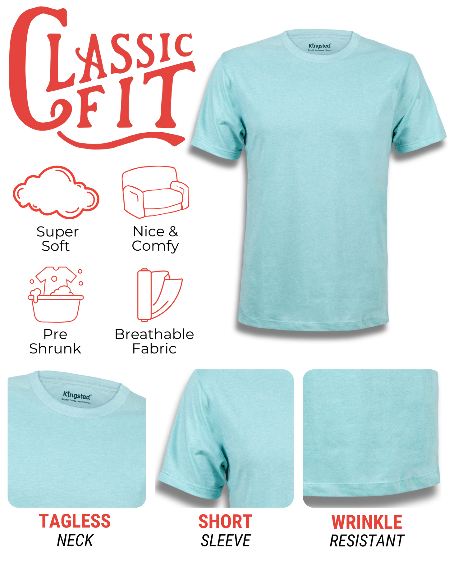 Short Sleeve Crewneck T-Shirts (Turquoise)