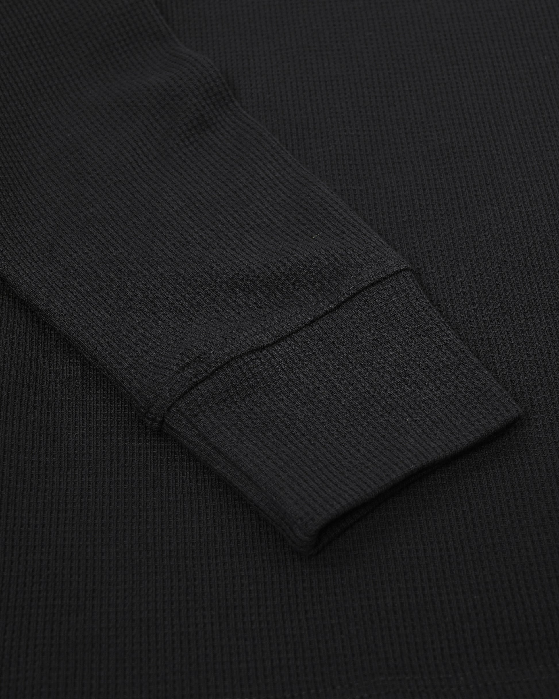 Long Sleeve Thermal Waffle Knit Shirts (Black) - Kingsted