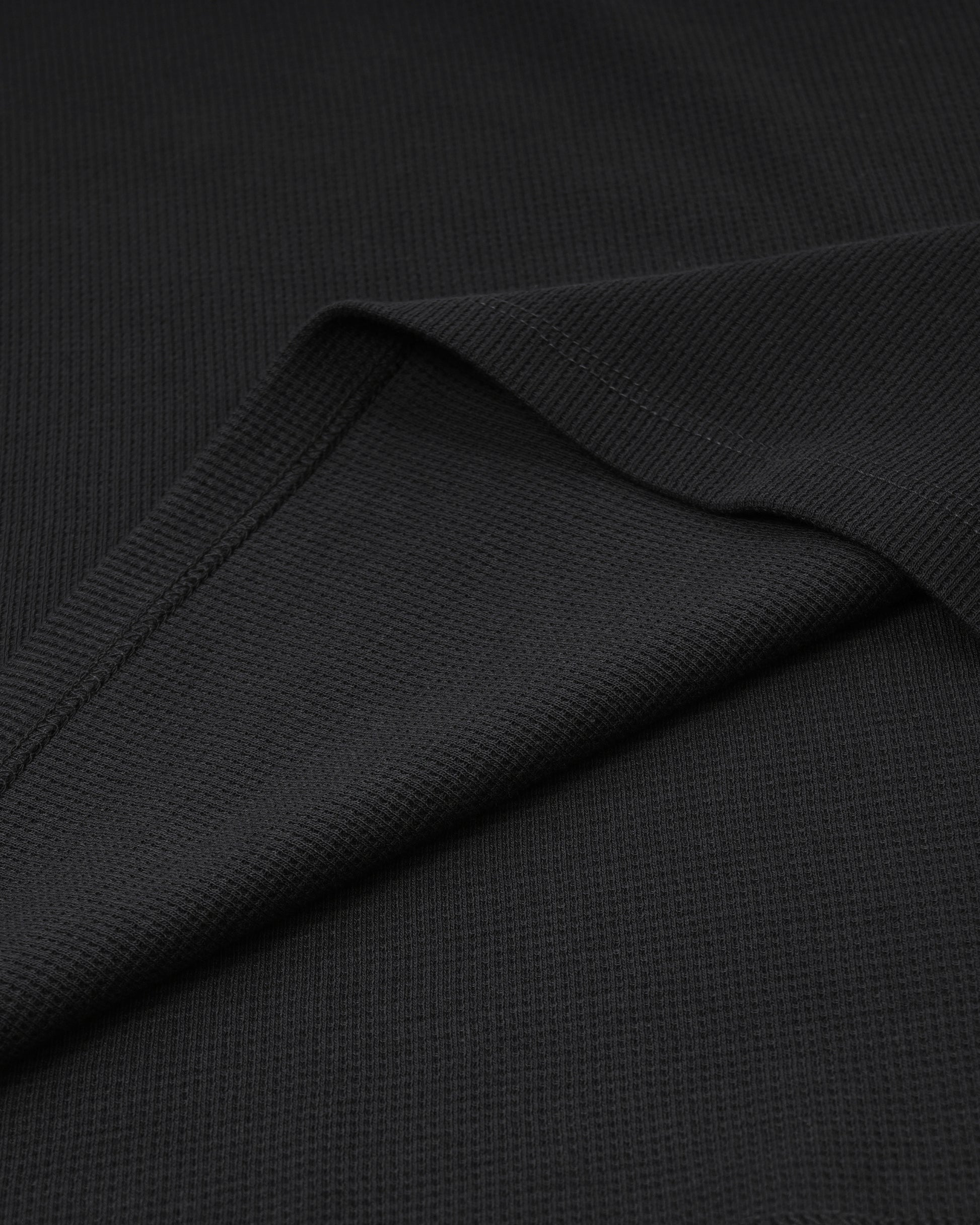 Long Sleeve Thermal Waffle Knit Shirts (Black) - Kingsted