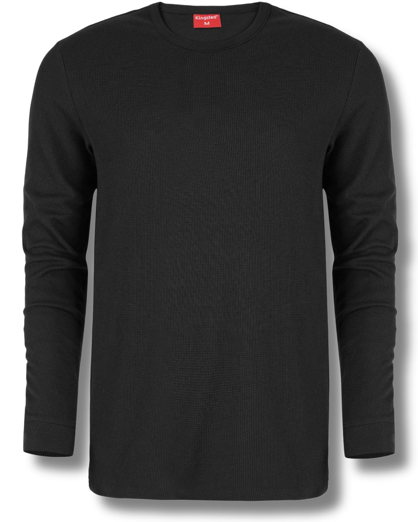 Long Sleeve Thermal Waffle Knit Shirts (Black) - Kingsted