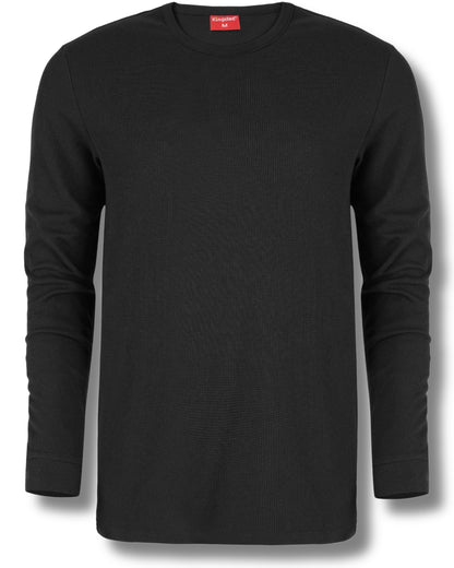 Long Sleeve Thermal Waffle Knit Shirts (Black) - Kingsted