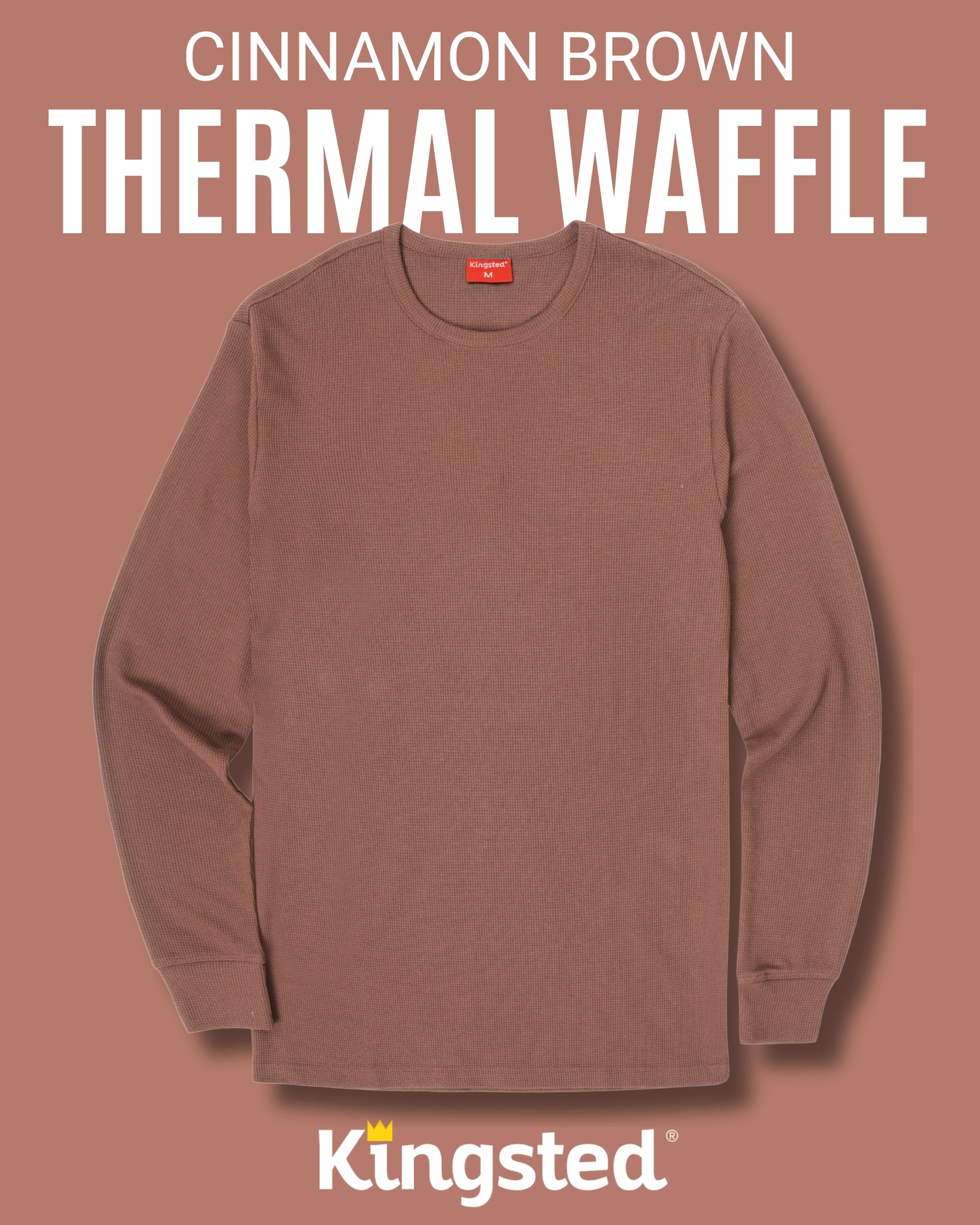 Long Sleeve Thermal Waffle Knit Shirts (Brown) - Kingsted