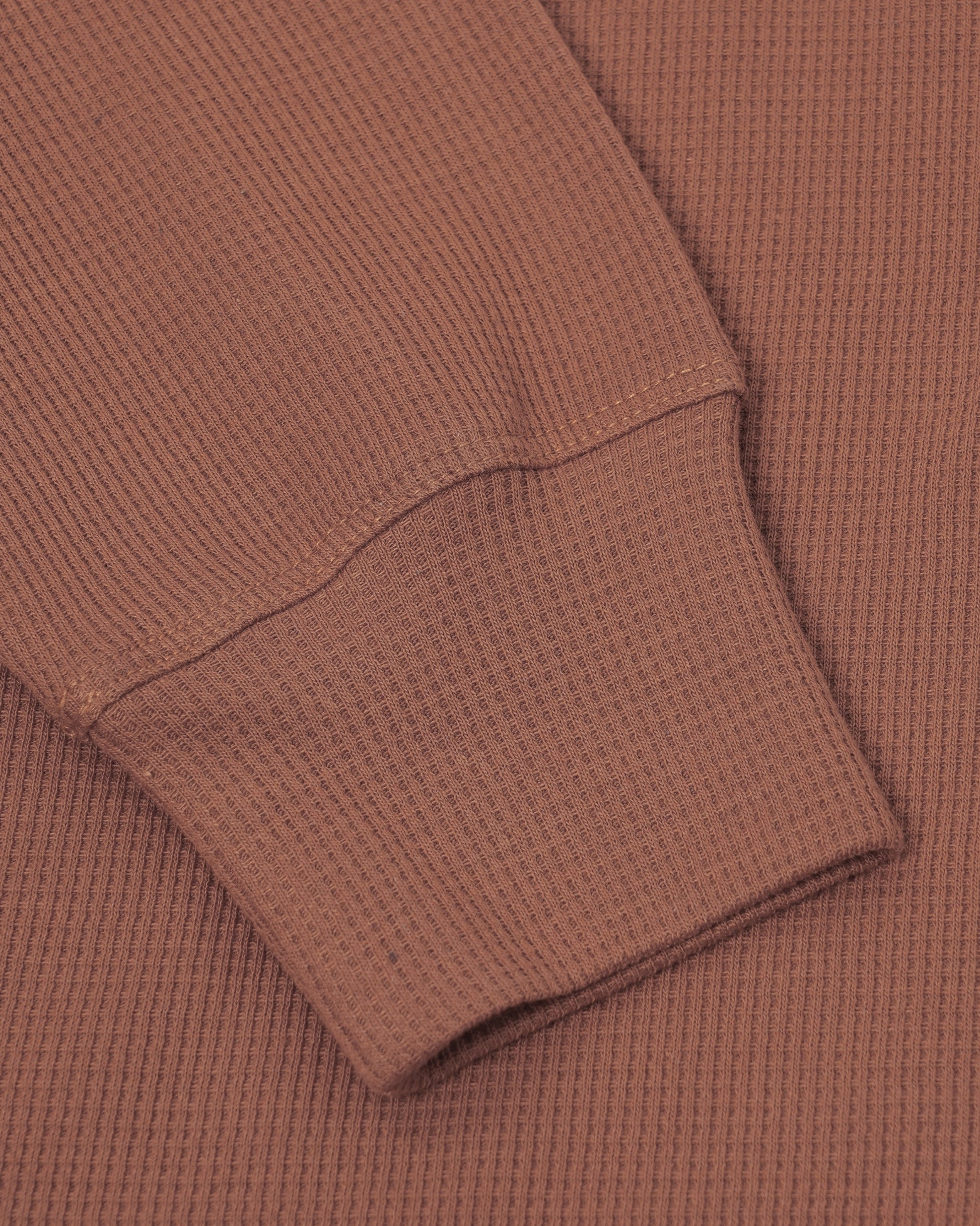 Long Sleeve Thermal Waffle Knit Shirts (Brown) - Kingsted