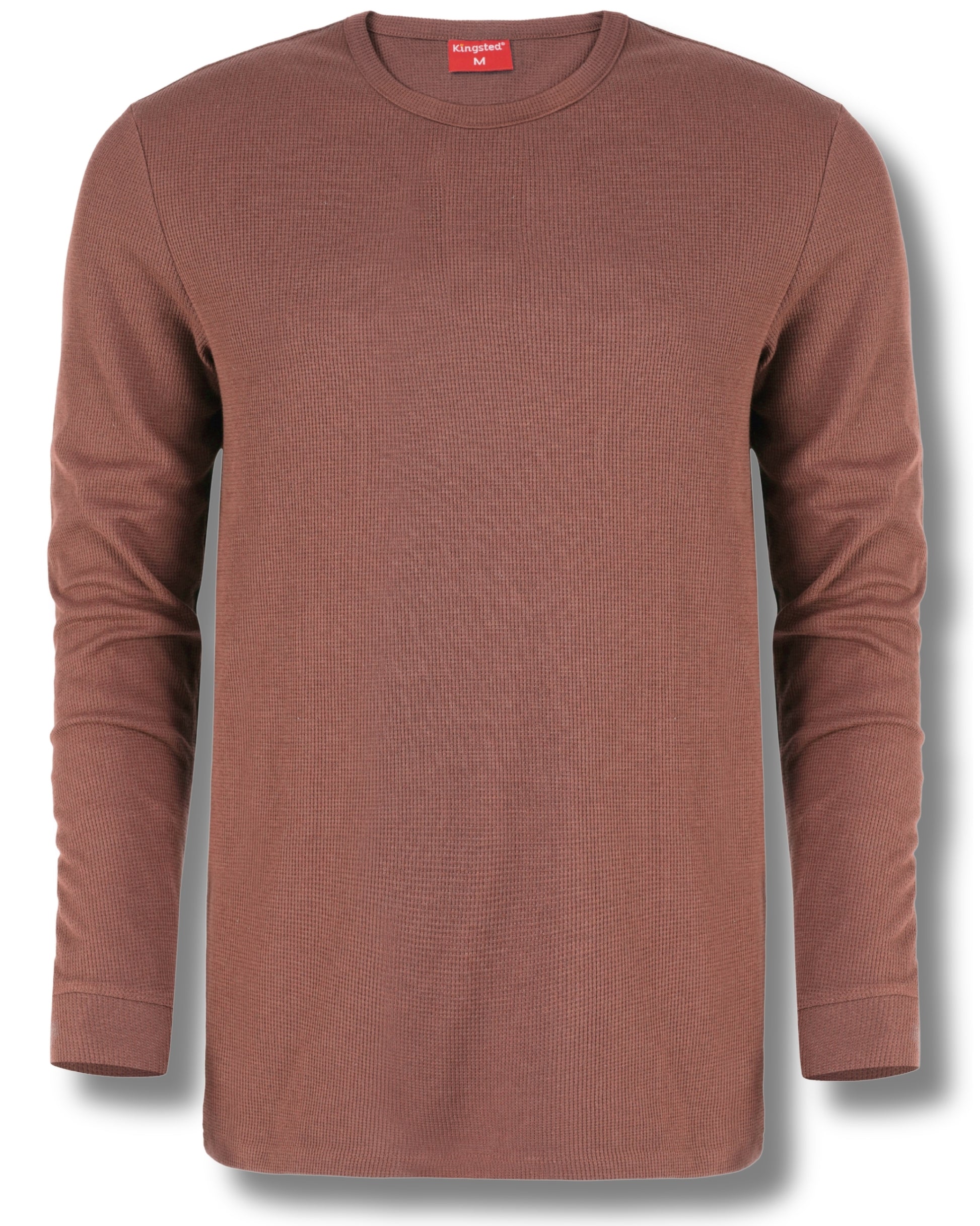 Long Sleeve Thermal Waffle Knit Shirts (Brown) - Kingsted