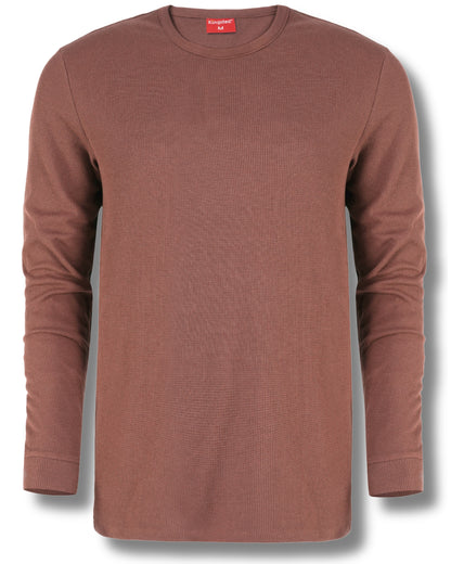 Long Sleeve Thermal Waffle Knit Shirts (Brown) - Kingsted