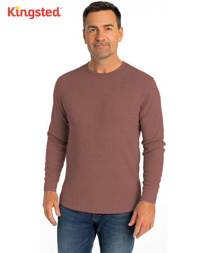 Long Sleeve Thermal Waffle Knit Shirts (Brown) - Kingsted