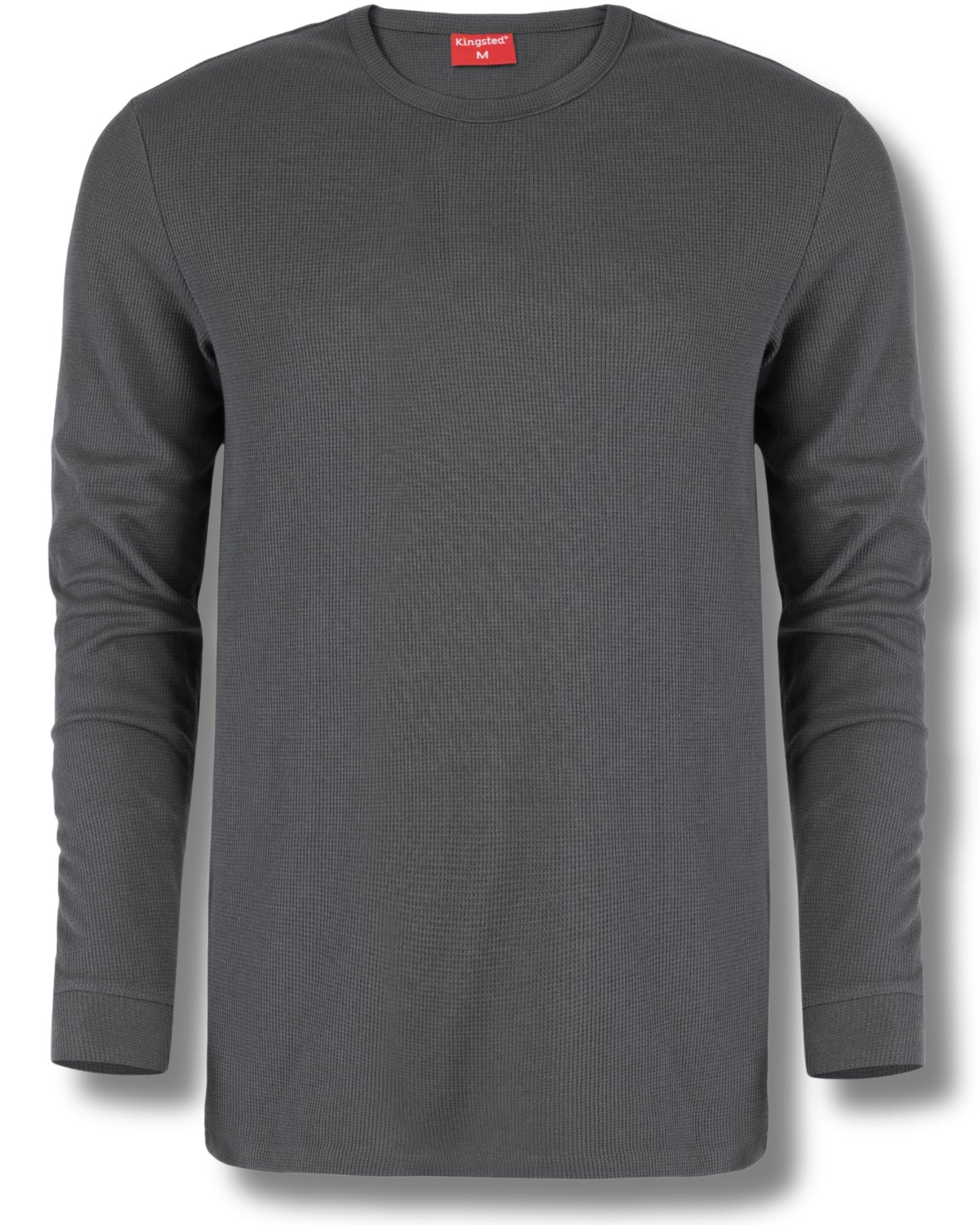 Long Sleeve Thermal Waffle Knit Shirts (Charcoal) - Kingsted