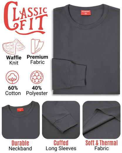 Long Sleeve Thermal Waffle Knit Shirts Multipack (Monochrome 3-Pack) - Kingsted