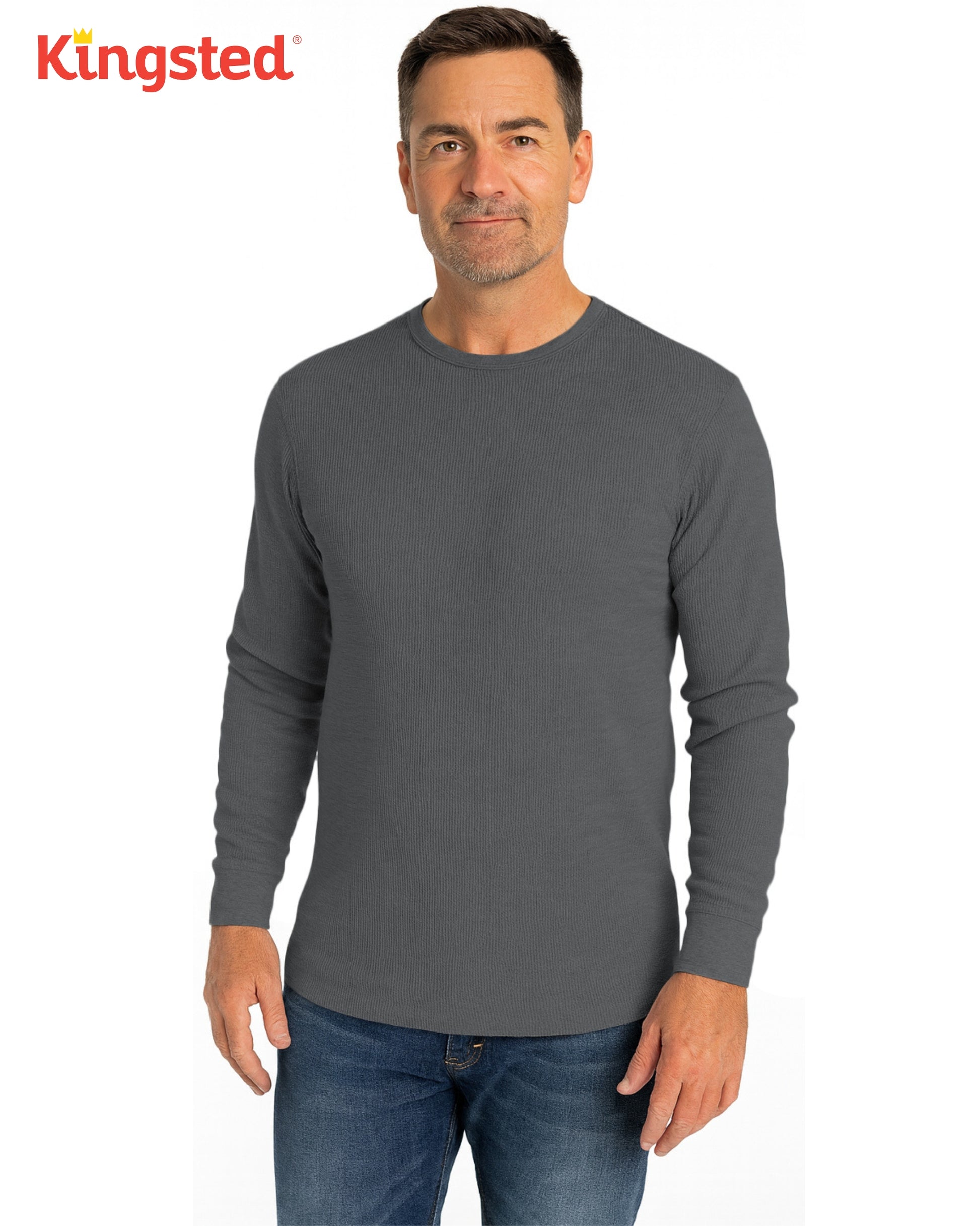 Long Sleeve Thermal Waffle Knit Shirts Multipack (Monochrome 3-Pack) - Kingsted