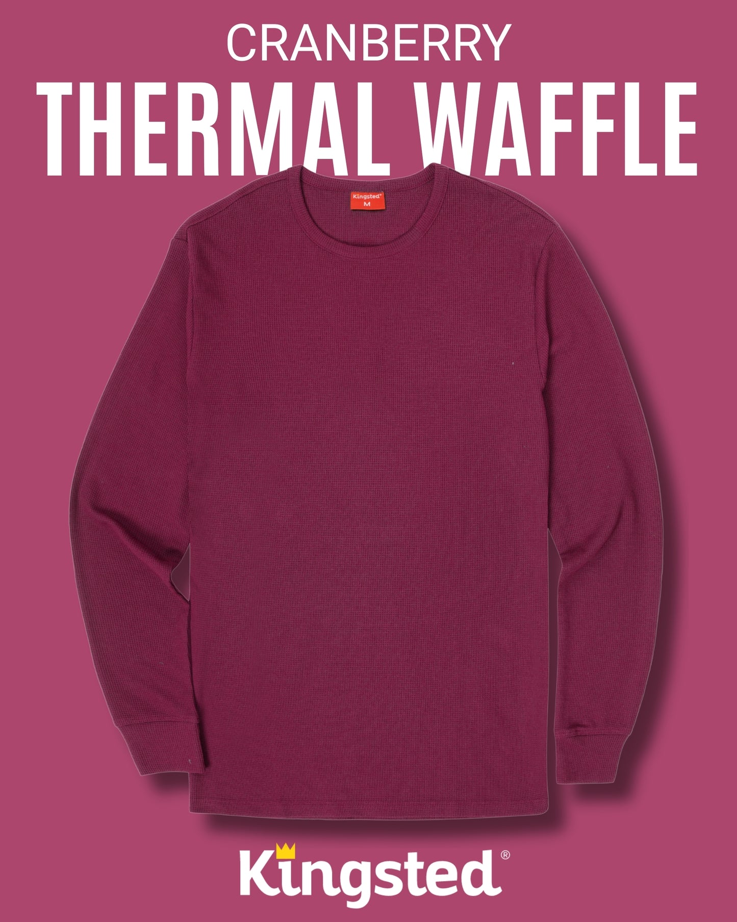 Long Sleeve Thermal Waffle Knit Shirts (Burgundy) - Kingsted