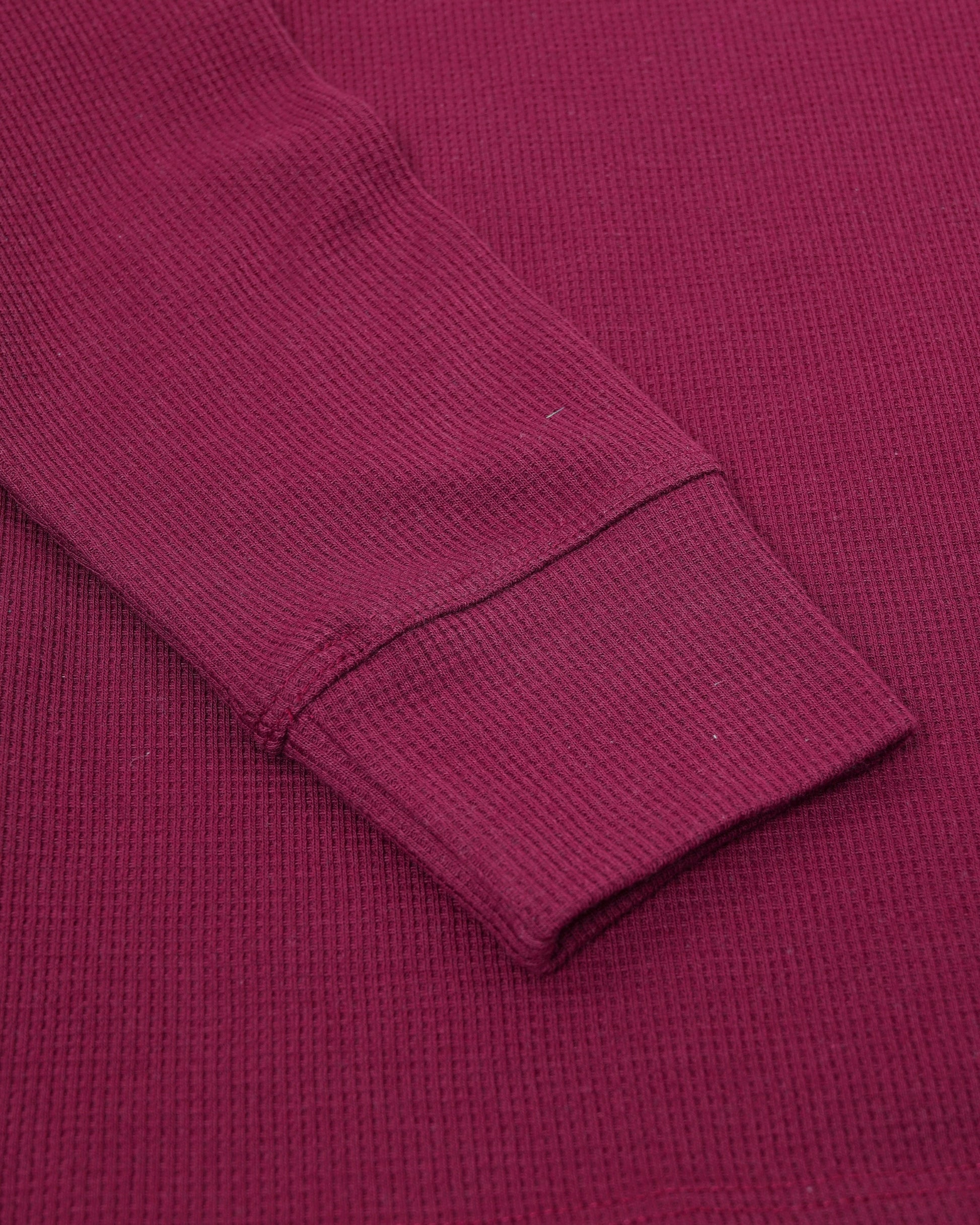 Long Sleeve Thermal Waffle Knit Shirts (Burgundy) - Kingsted
