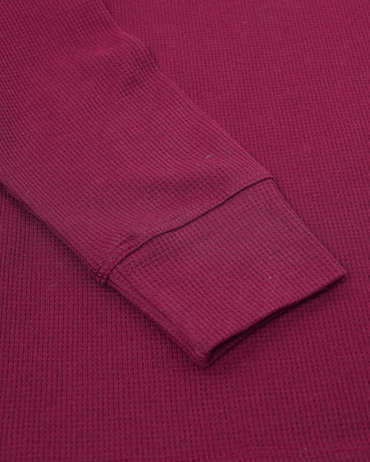 Long Sleeve Thermal Waffle Knit Shirts (Burgundy) - Kingsted