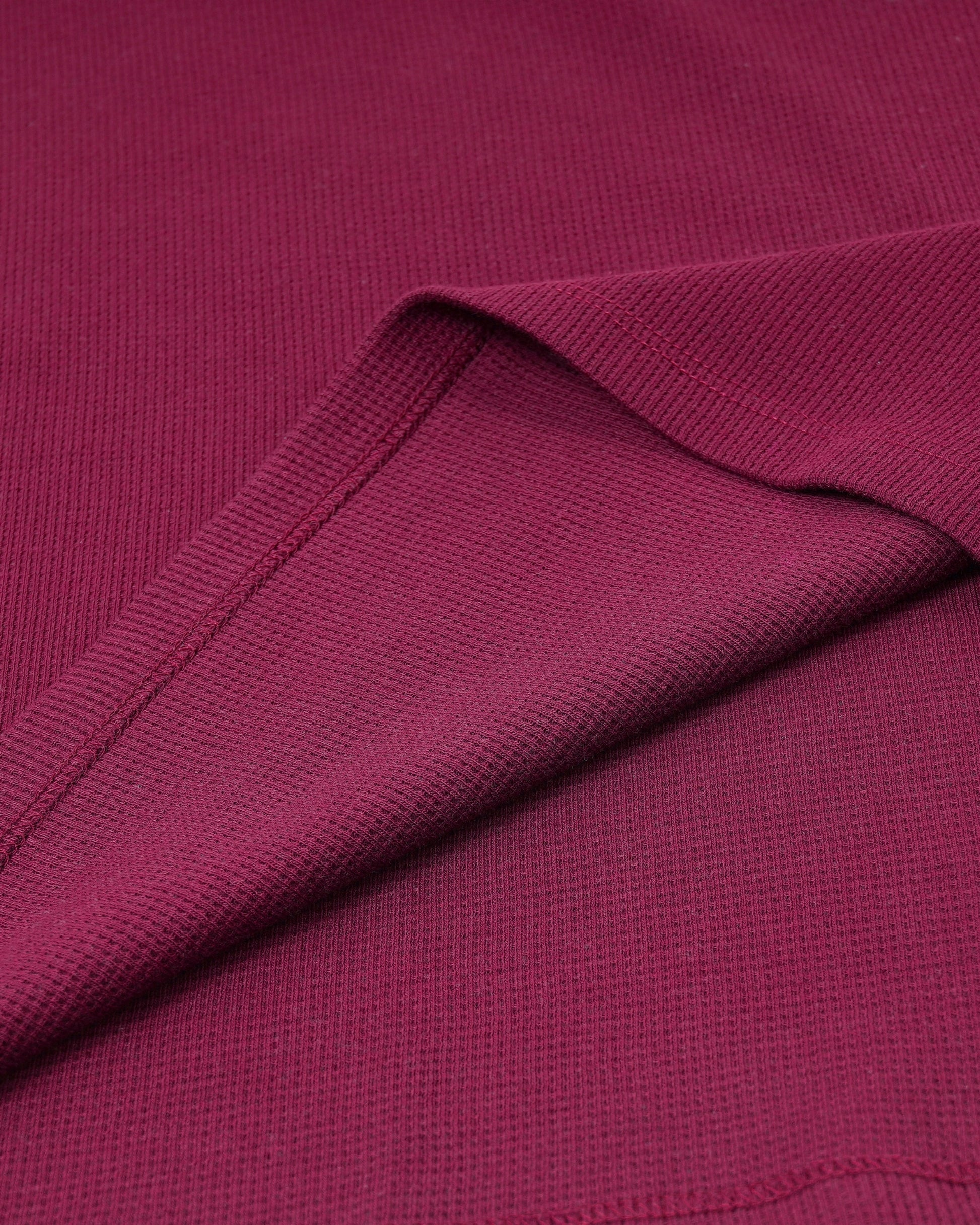 Long Sleeve Thermal Waffle Knit Shirts (Burgundy) - Kingsted