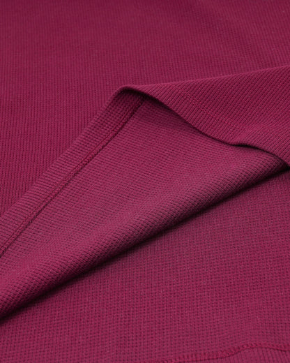 Long Sleeve Thermal Waffle Knit Shirts (Burgundy) - Kingsted