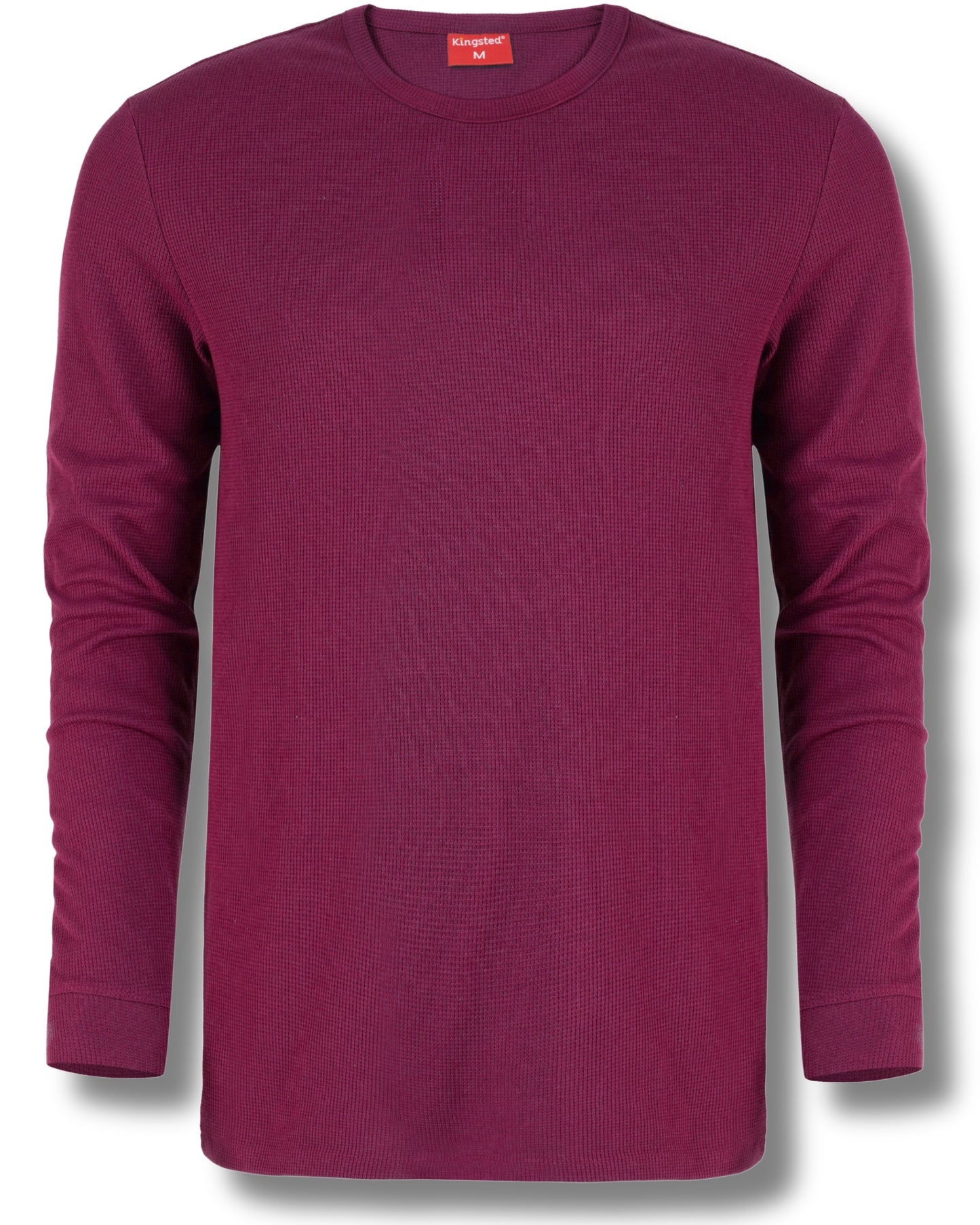 Long Sleeve Thermal Waffle Knit Shirts (Burgundy) - Kingsted