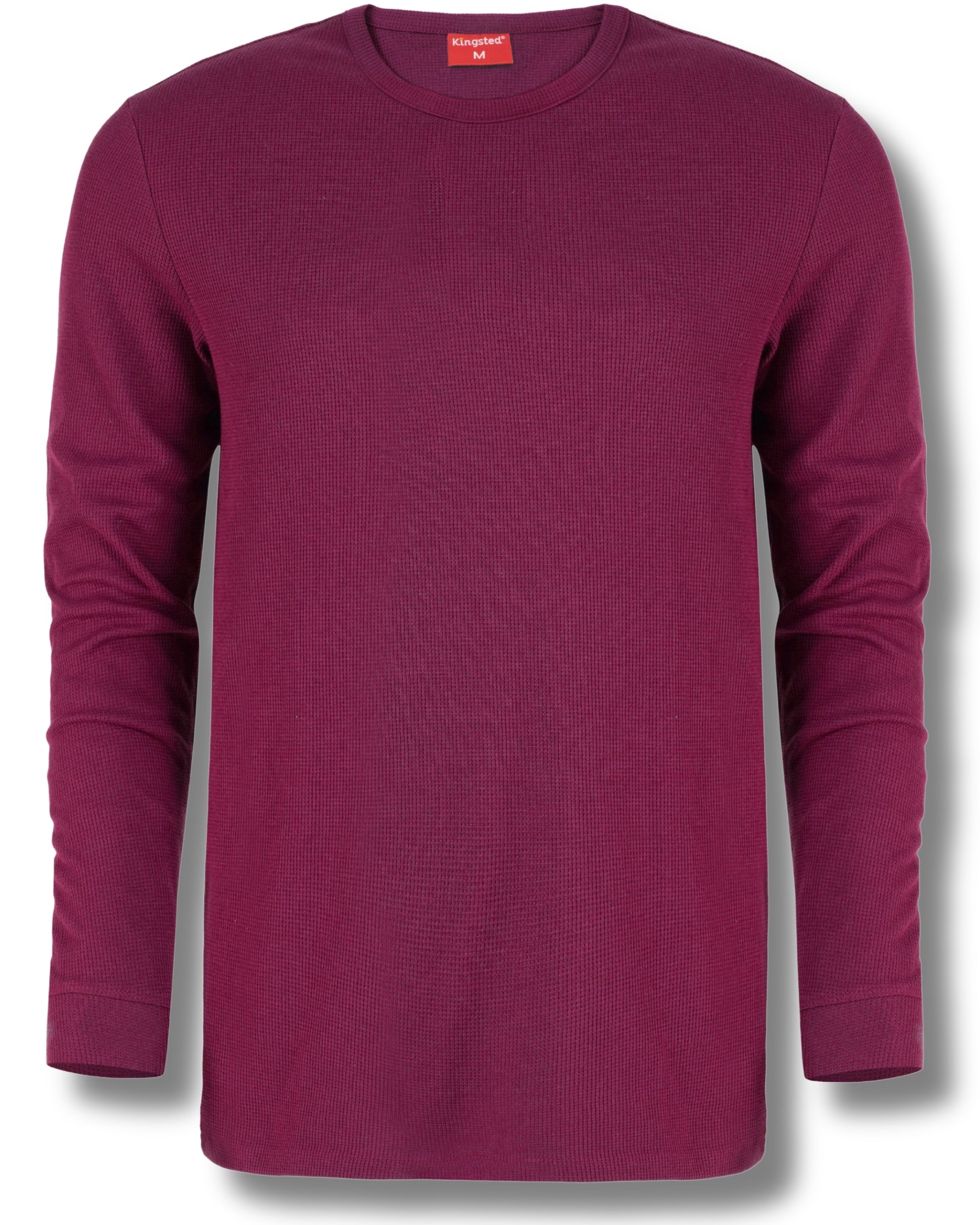 Long Sleeve Thermal Waffle Knit Shirts (Burgundy) - Kingsted