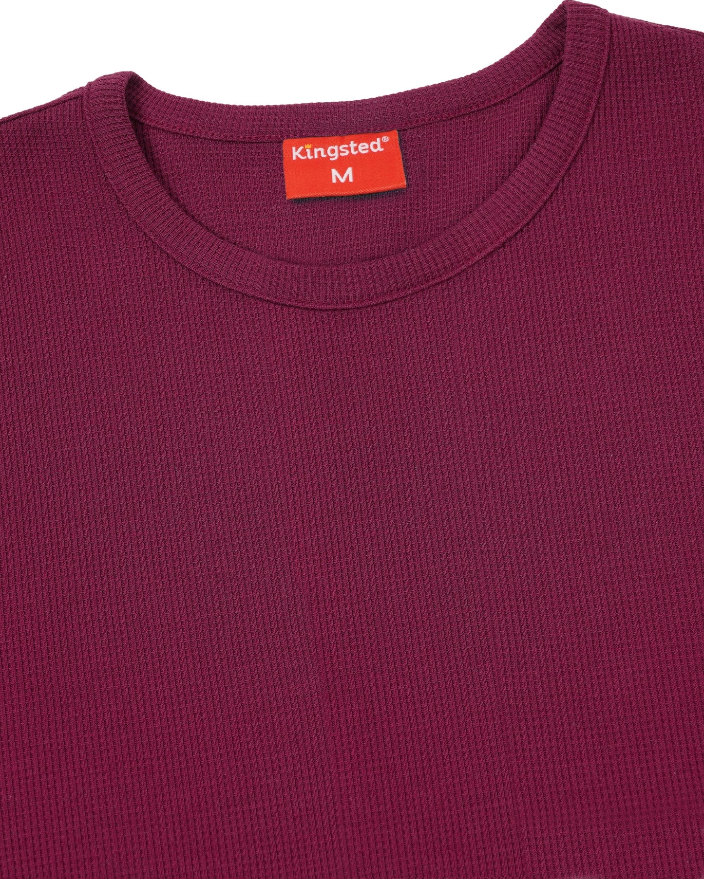 Long Sleeve Thermal Waffle Knit Shirts (Burgundy) - Kingsted